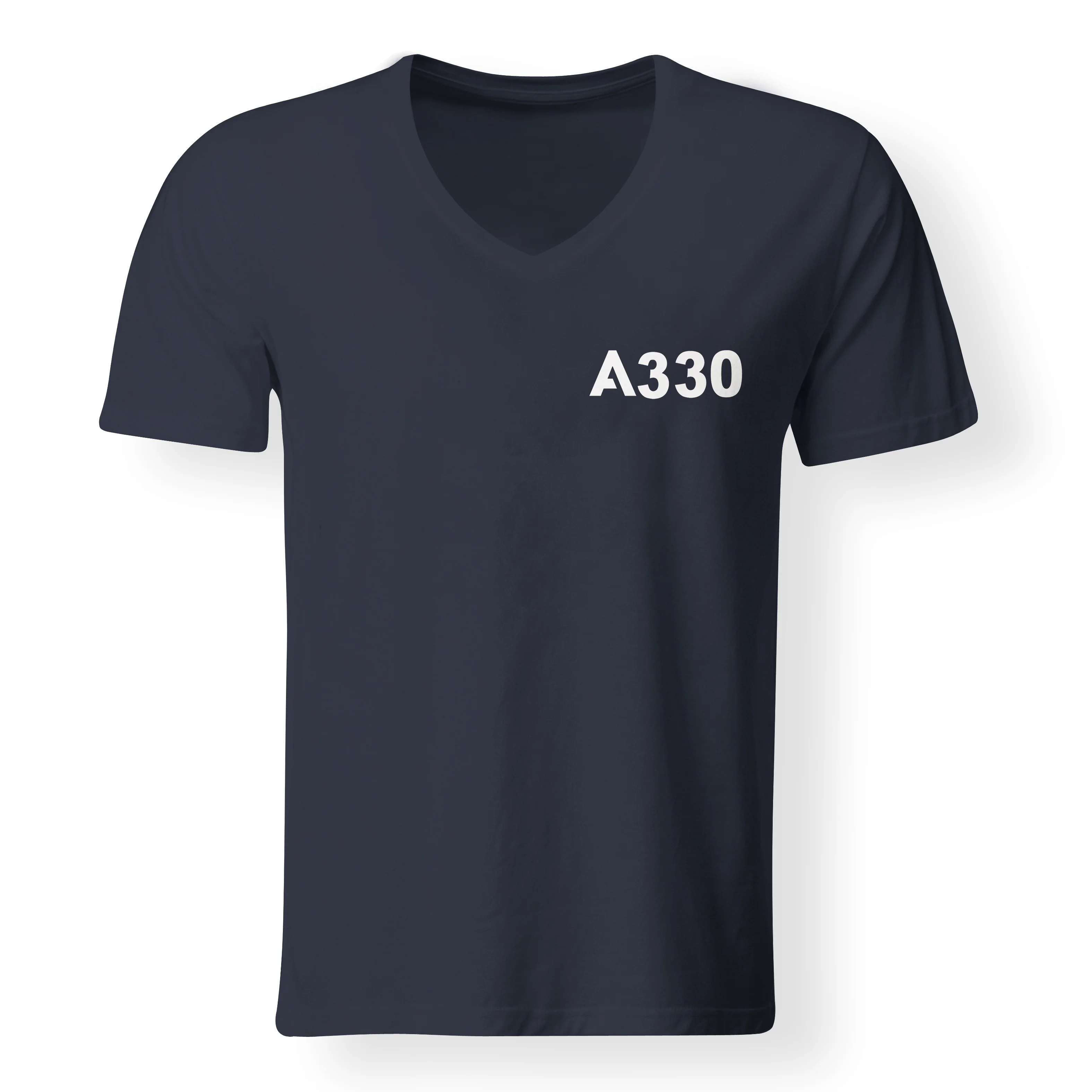 A330 Flat Text Designed V-Neck T-Shirts - Image 12