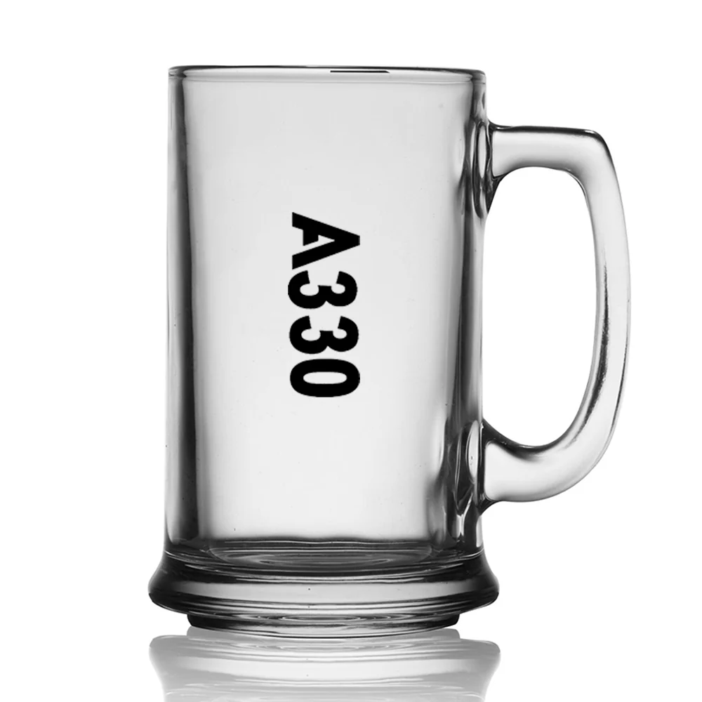 A330 Text Designed Beer Glass with Holder - Image 2
