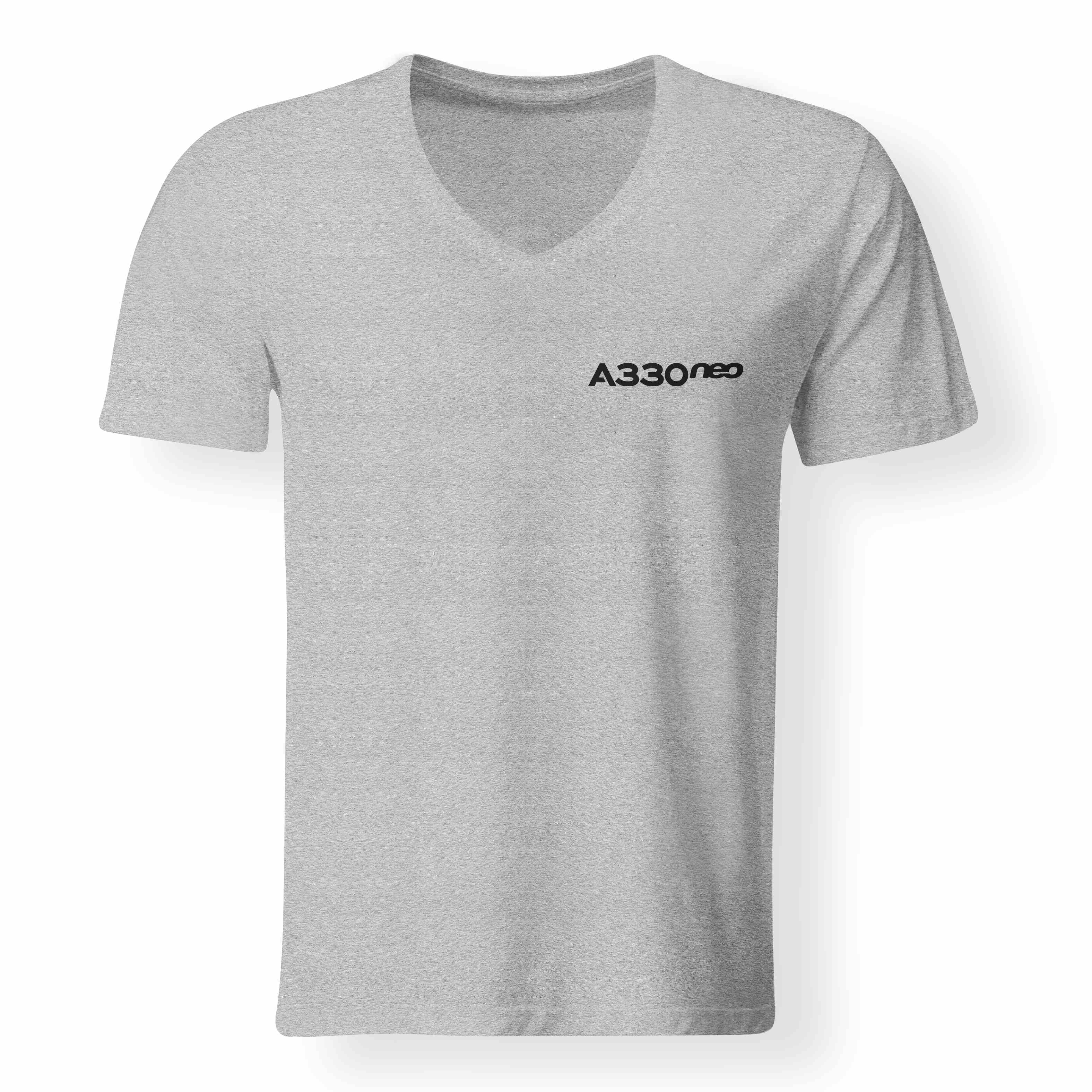 A330neo & Text Designed V-Neck T-Shirts - Image 15