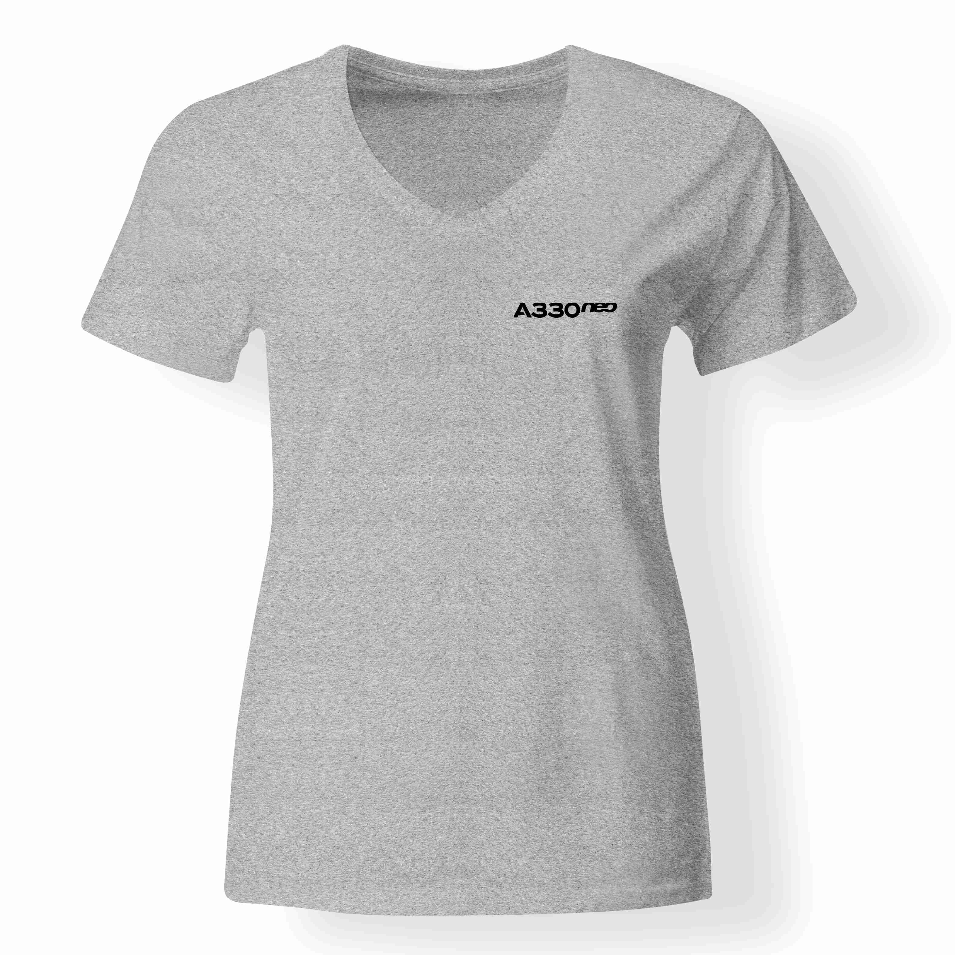 A330neo & Text Designed V-Neck T-Shirts - Image 16