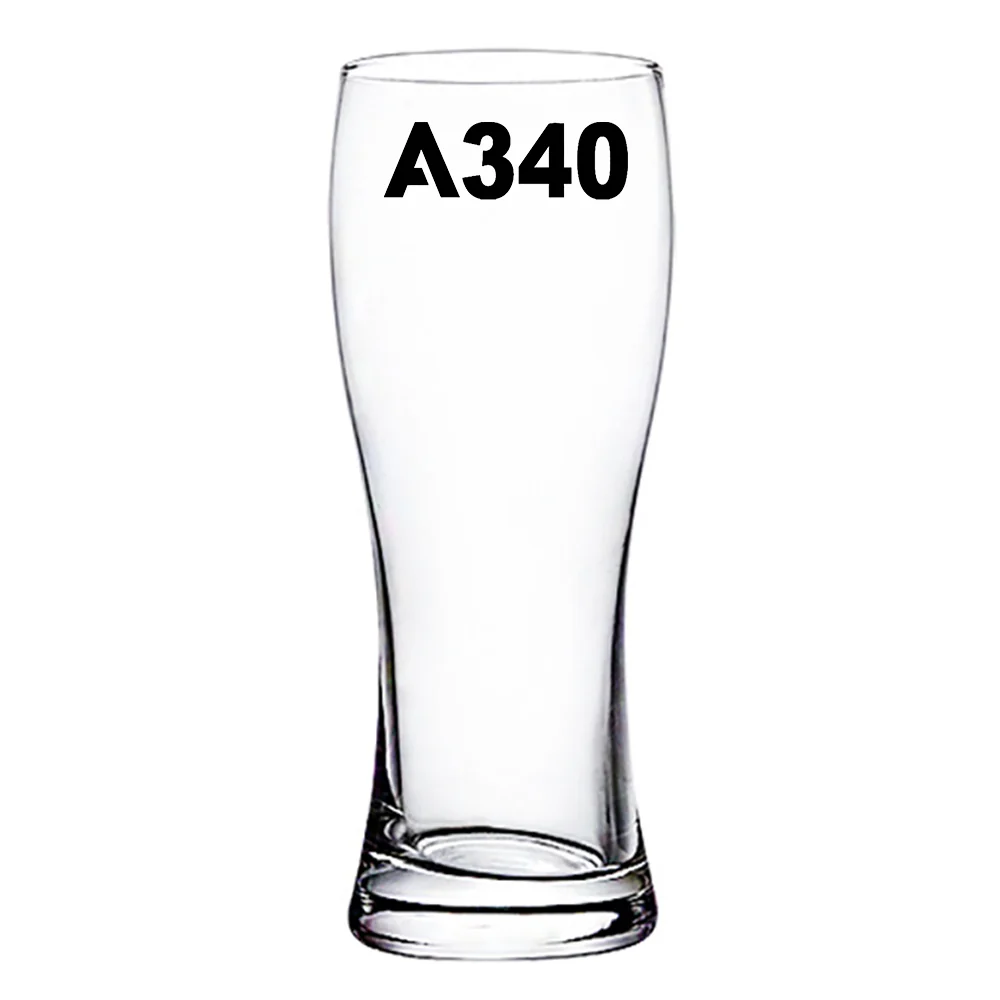 A340 Flat Text Designed Pilsner Beer Glasses - Image 2