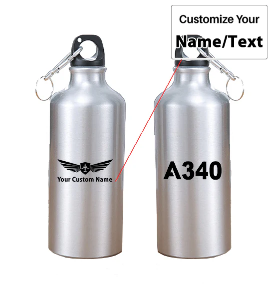 A340 Flat Text Designed Thermoses