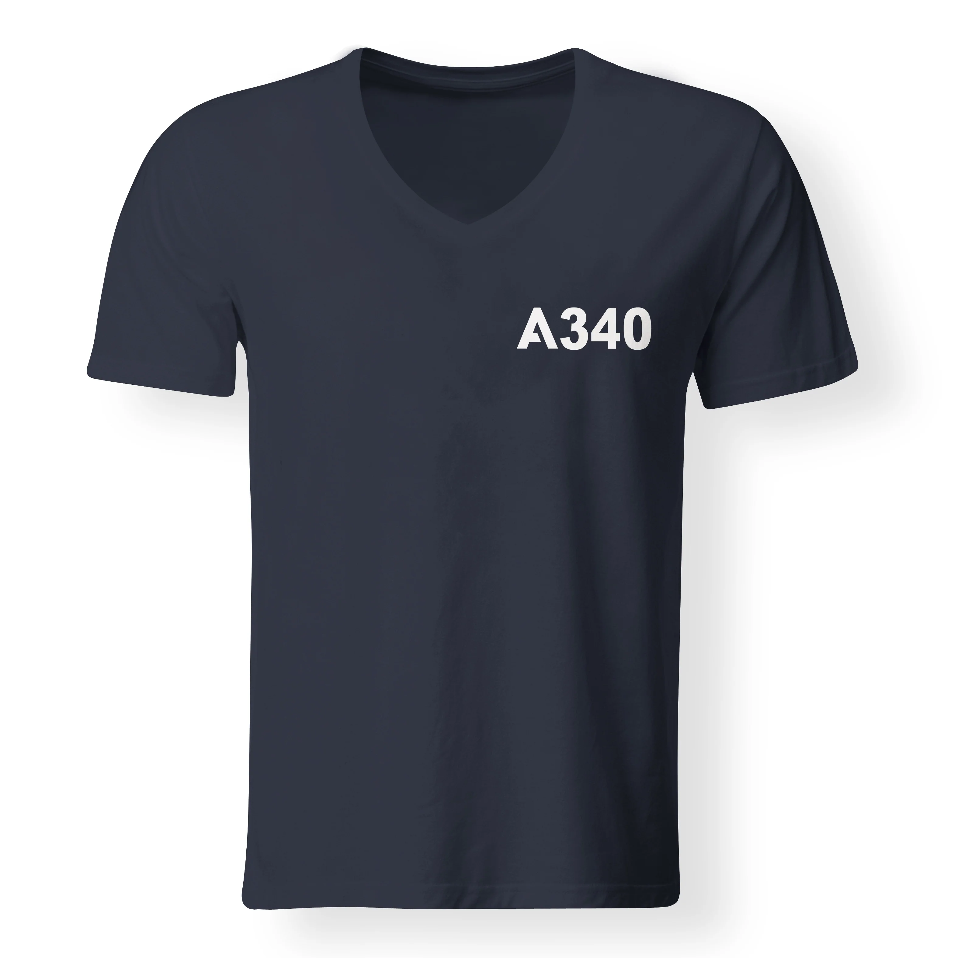 A340 Flat Text Designed V-Neck T-Shirts - Image 11