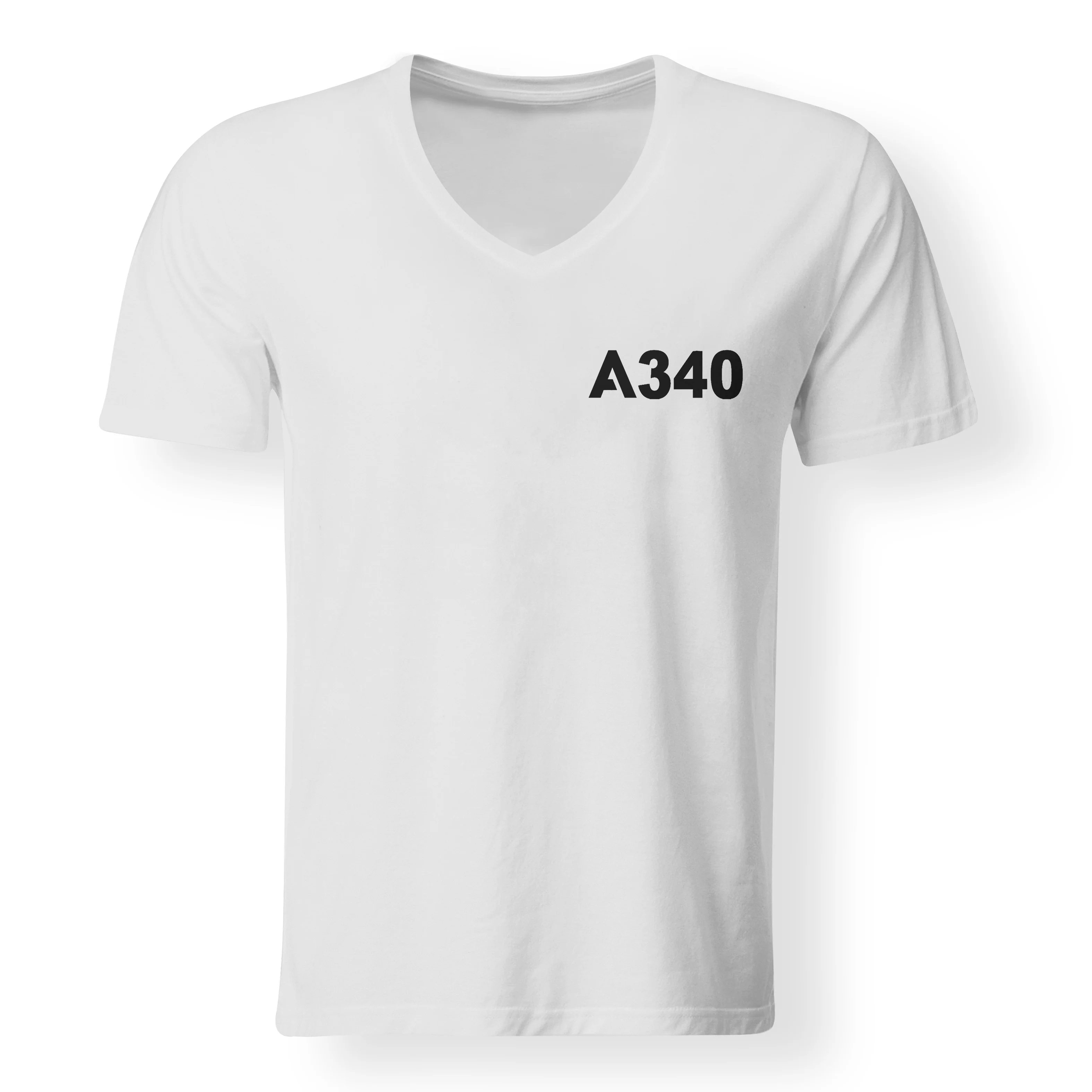 A340 Flat Text Designed V-Neck T-Shirts - Image 19