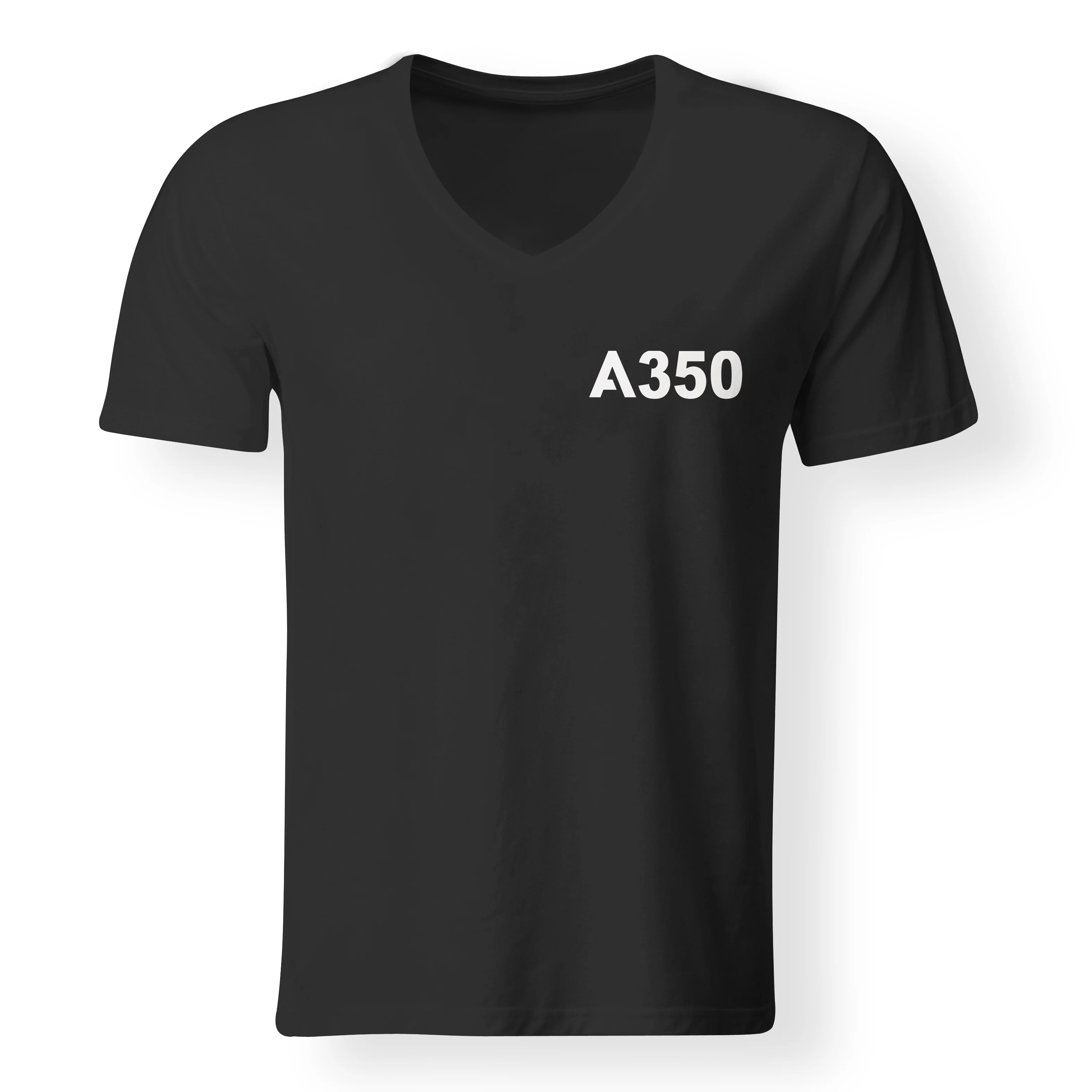 A350 Flat Text Designed V-Neck T-Shirts - Image 3