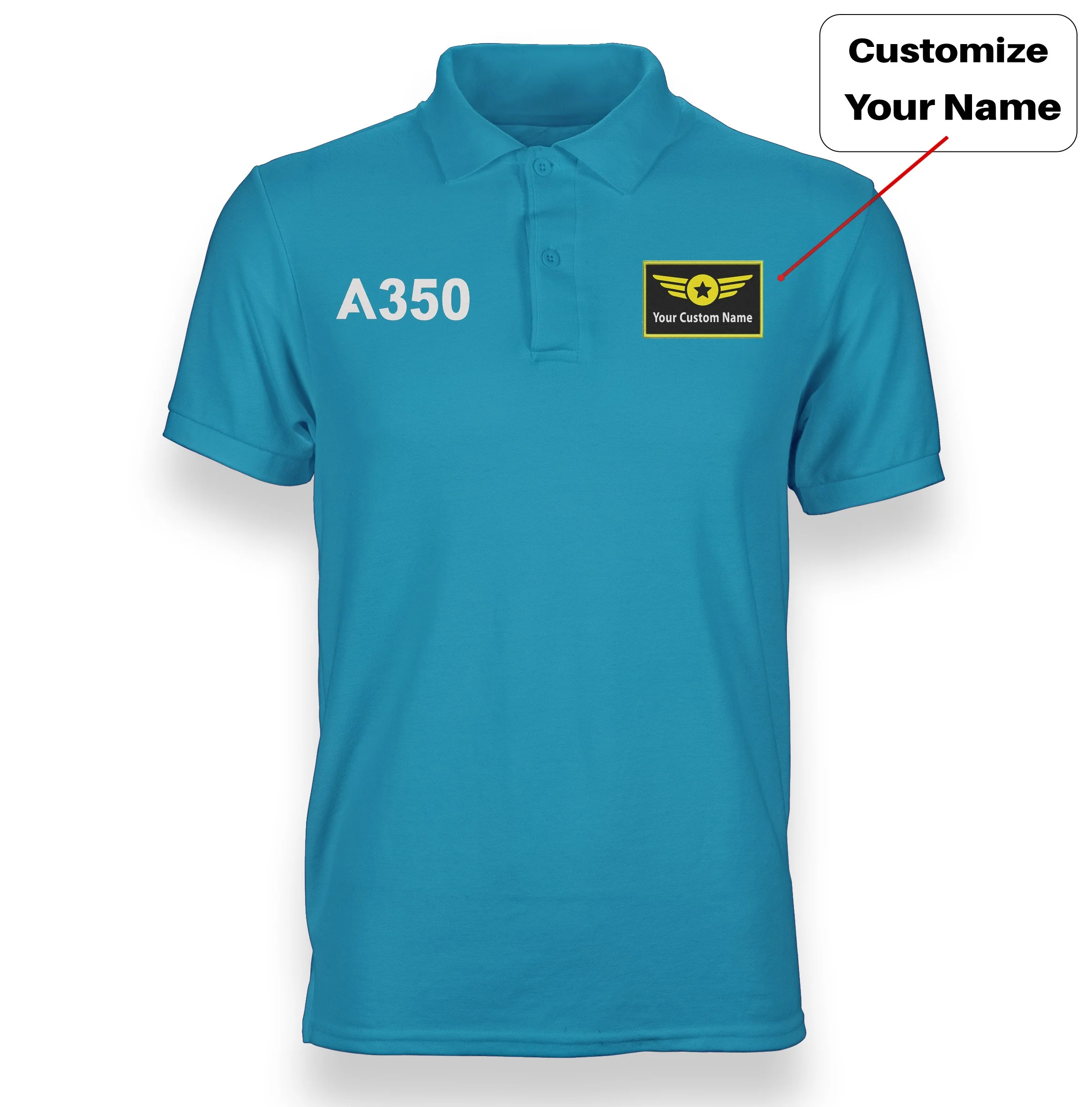 A350 Flat Text Designed "WOMEN" Polo T-Shirts - Image 3