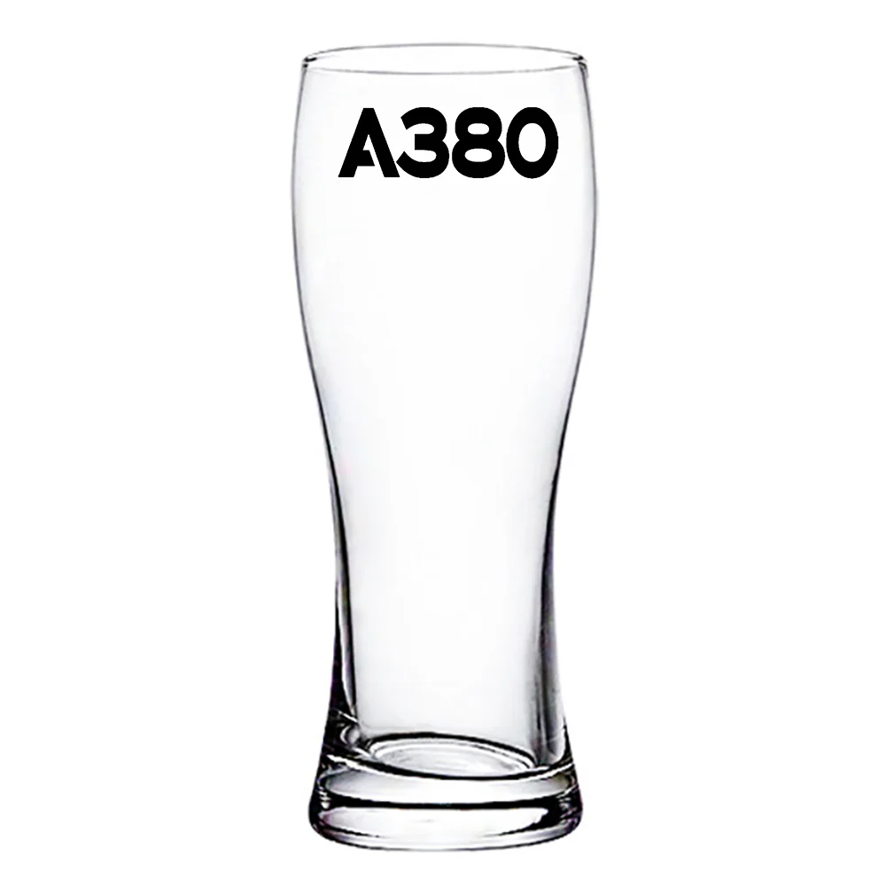 A380 Flat Text Designed Pilsner Beer Glasses - Image 2