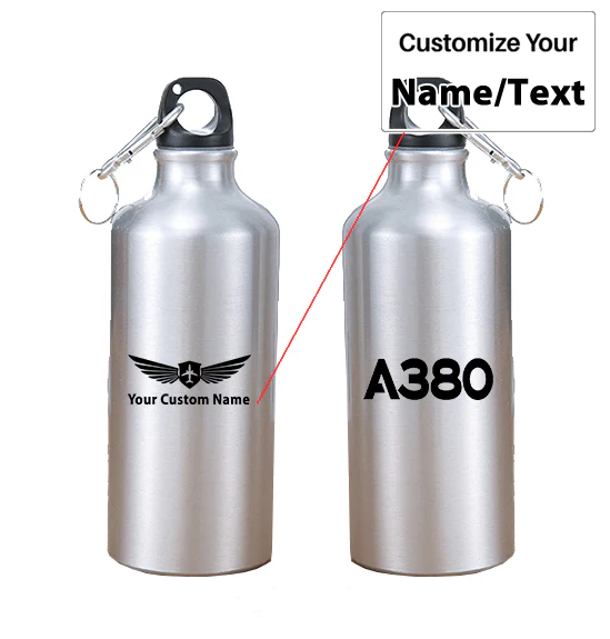 A380 Flat Text Designed Thermoses