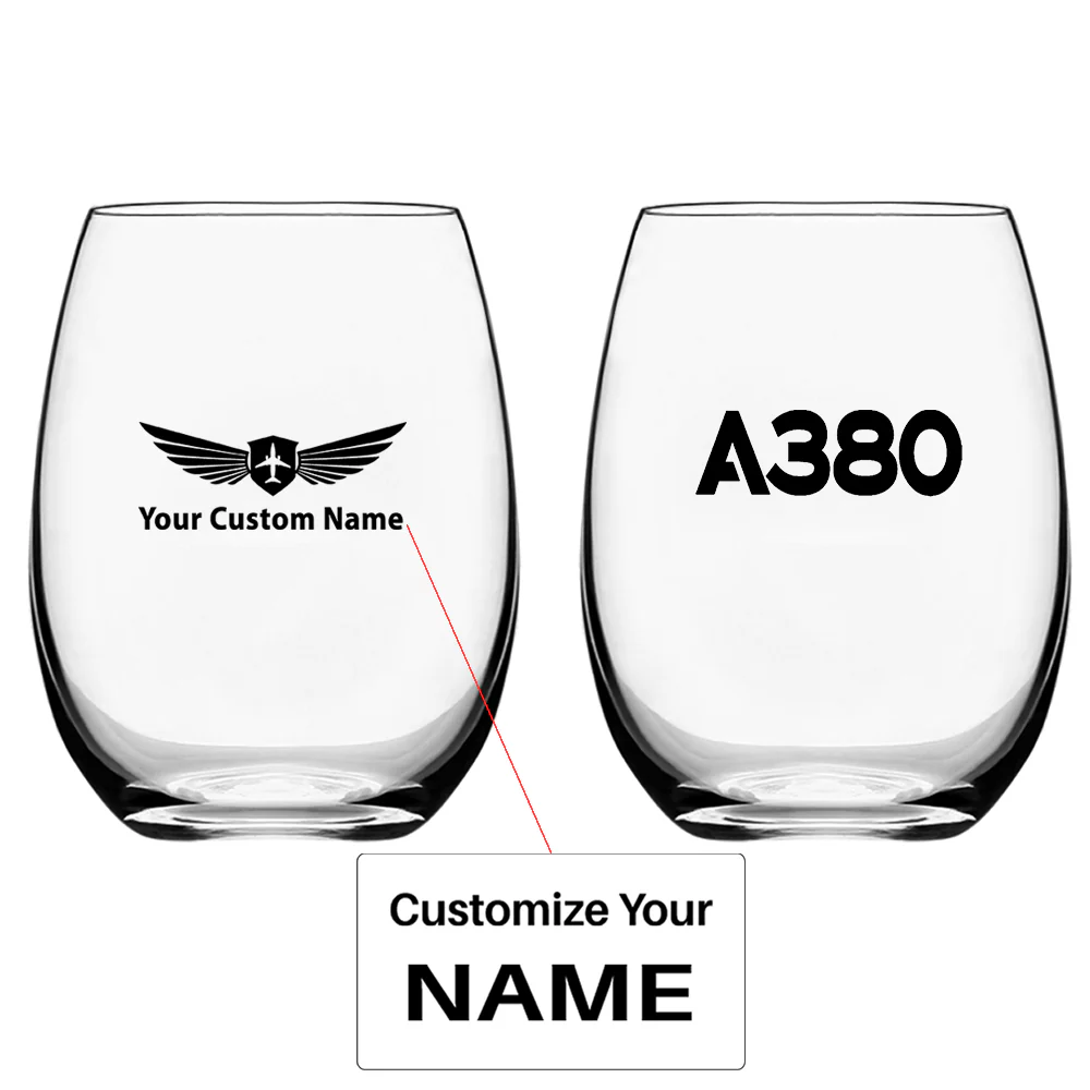 A380 Flat Text Designed Water & Drink Glasses