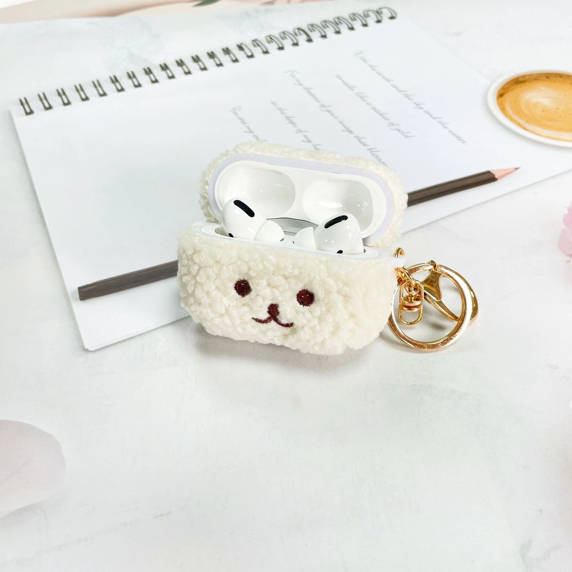 Adorable Fuzzy AirPods Cover: DIY Pattern, Embroidered Cartoon Character, Soft Shell for Shock Resistance - Image 15
