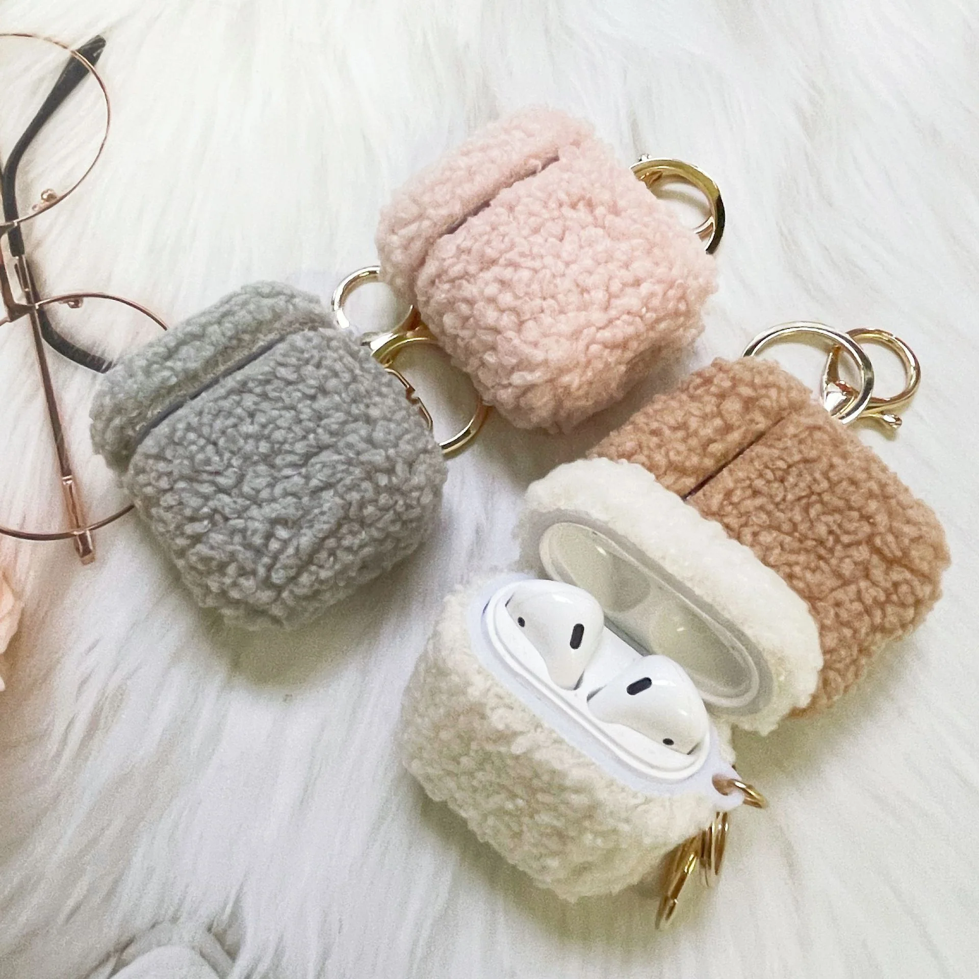 Adorable Fuzzy AirPods Cover: DIY Pattern, Embroidered Cartoon Character, Soft Shell for Shock Resistance - Image 16