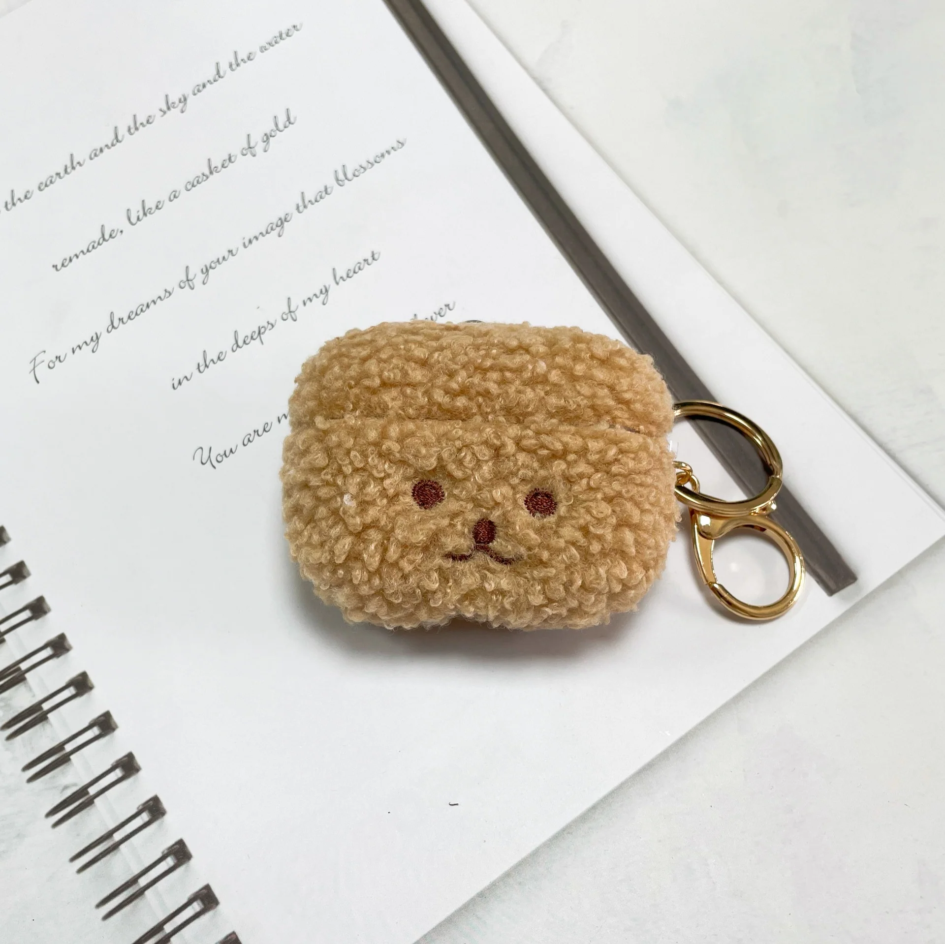 Adorable Fuzzy AirPods Cover: DIY Pattern, Embroidered Cartoon Character, Soft Shell for Shock Resistance - Image 3