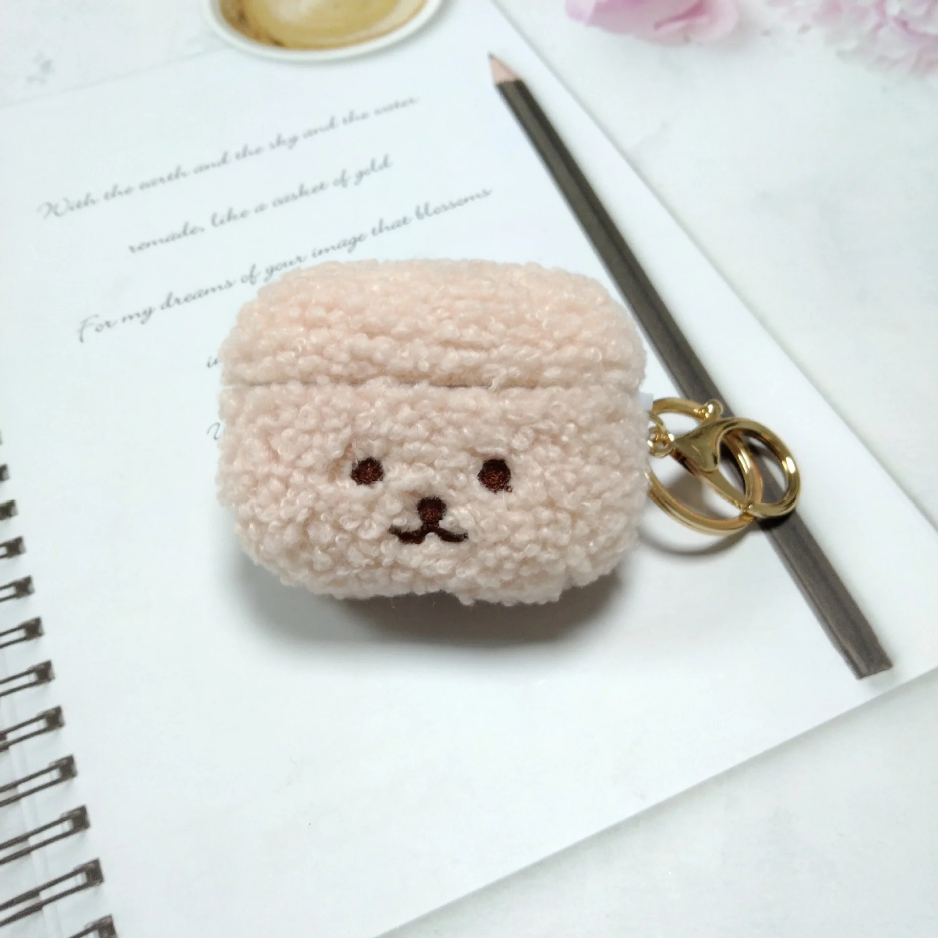 Adorable Fuzzy AirPods Cover: DIY Pattern, Embroidered Cartoon Character, Soft Shell for Shock Resistance - Image 4