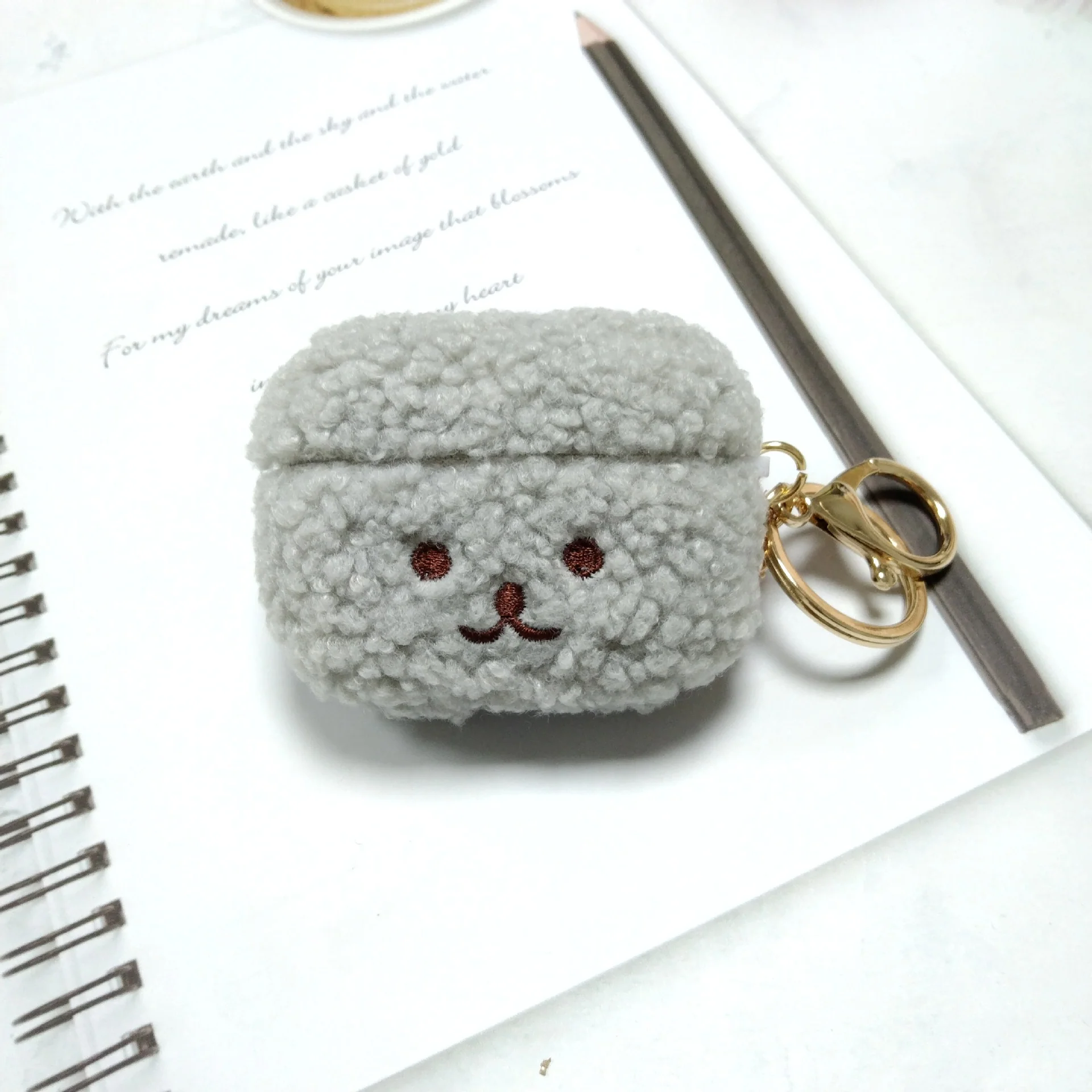 Adorable Fuzzy AirPods Cover: DIY Pattern, Embroidered Cartoon Character, Soft Shell for Shock Resistance - Image 5