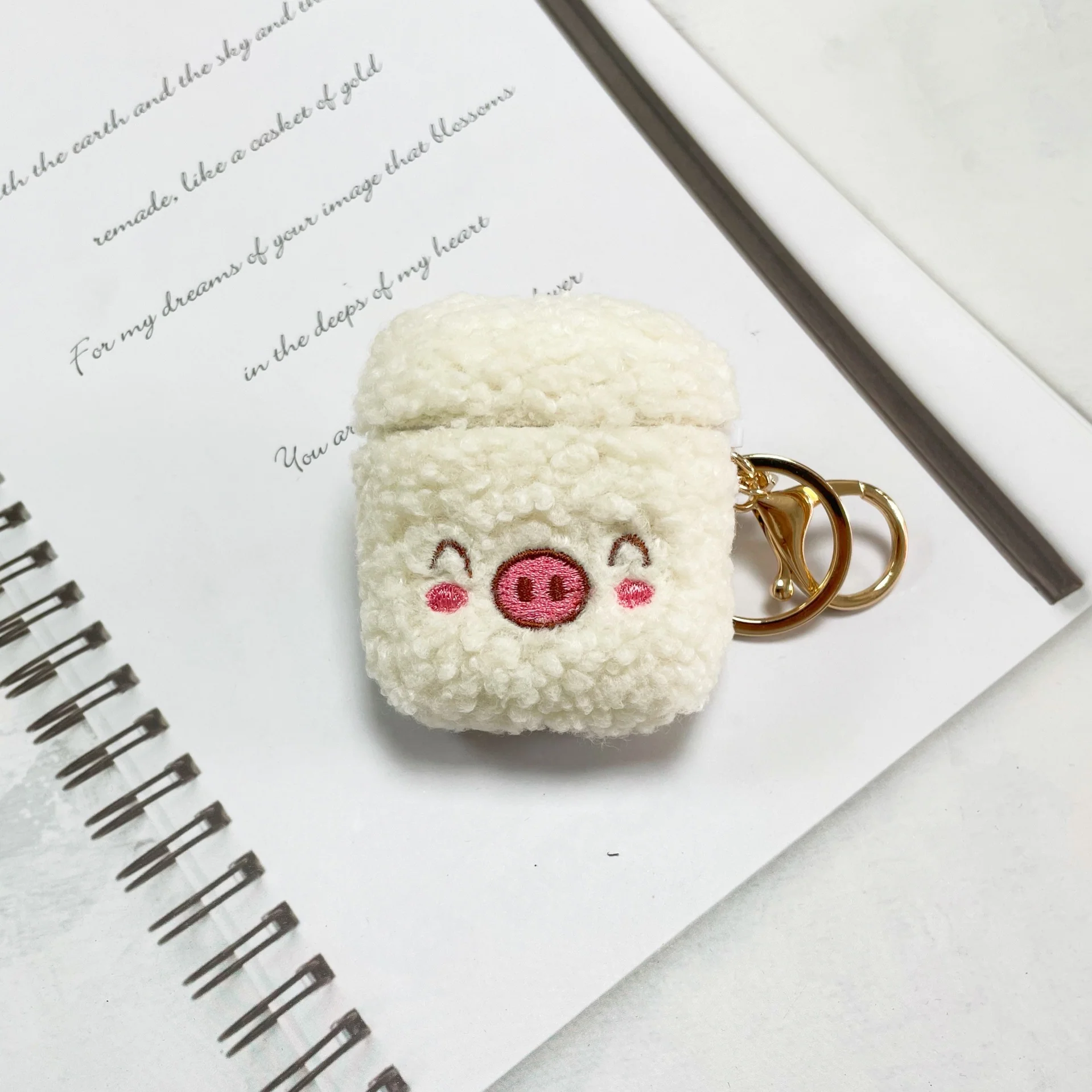 Adorable Fuzzy AirPods Cover: DIY Pattern, Embroidered Cartoon Character, Soft Shell for Shock Resistance - Image 6