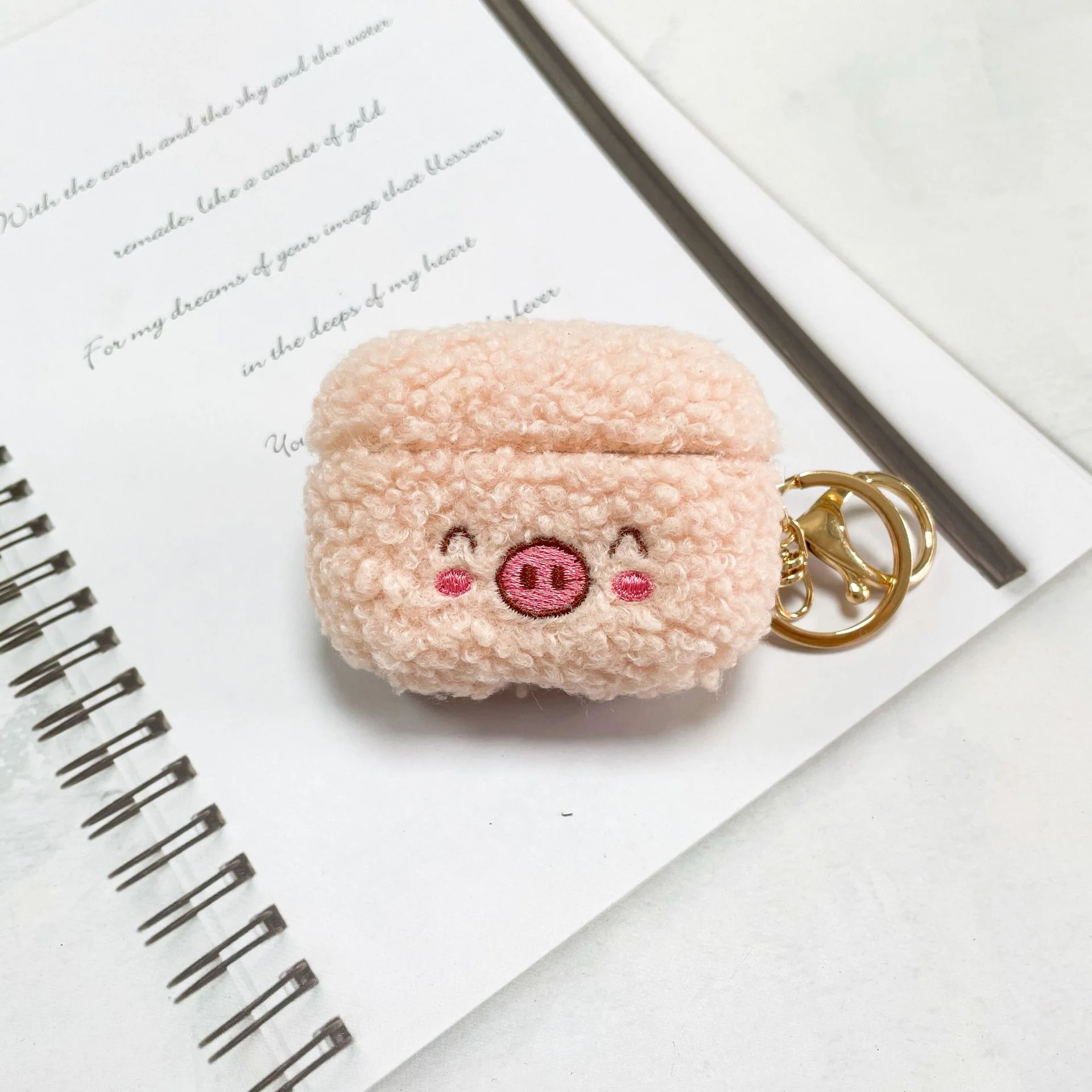 Adorable Fuzzy AirPods Cover: DIY Pattern, Embroidered Cartoon Character, Soft Shell for Shock Resistance - Image 7