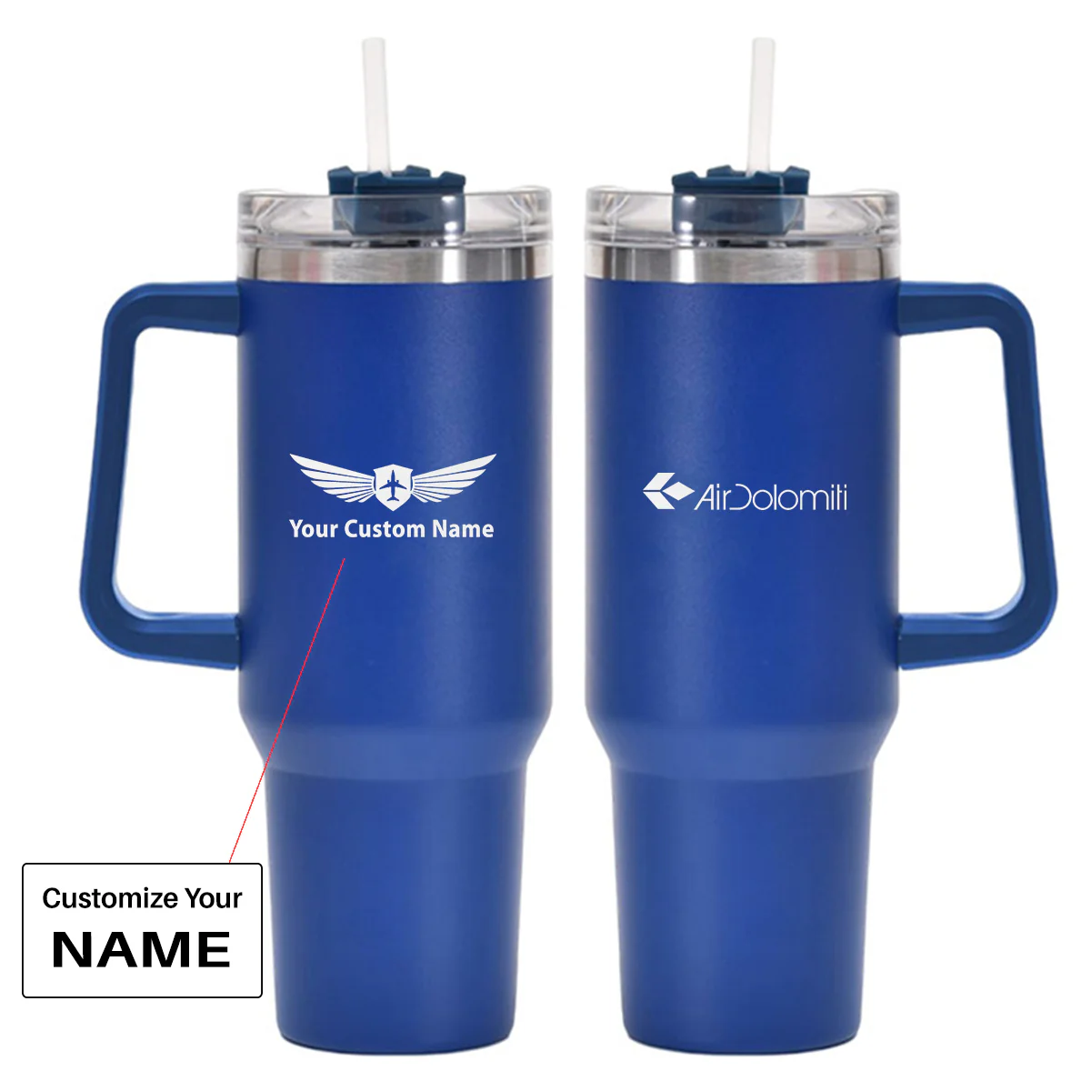 Air Dolomiti  Airlines Designed 40oz Stainless Steel Car Mug With Holder - Image 3