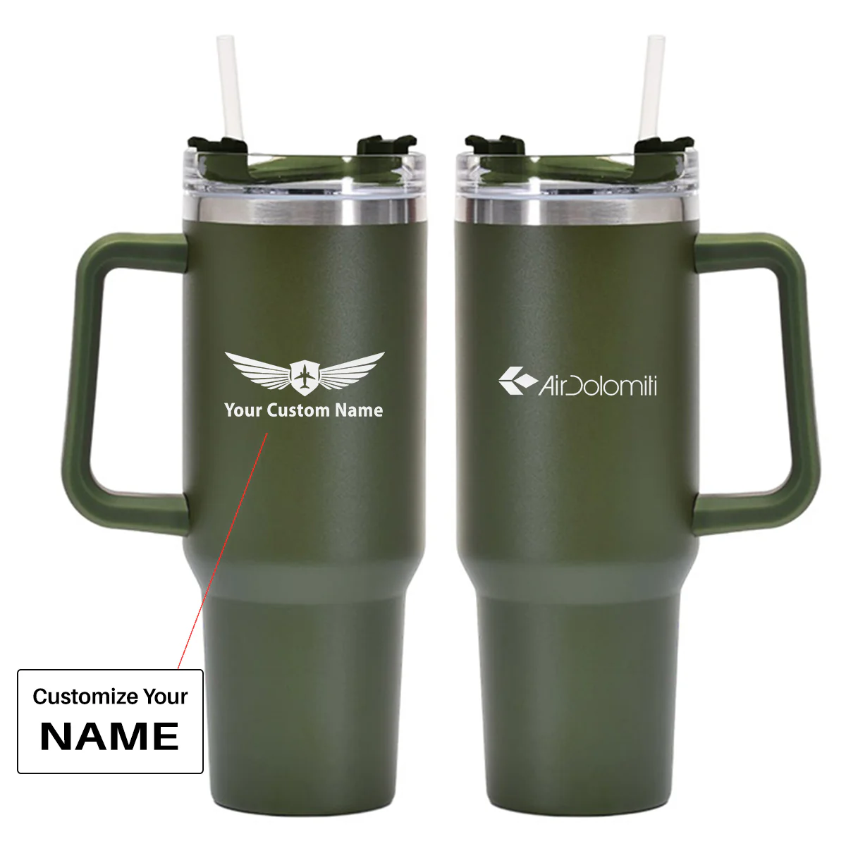 Air Dolomiti  Airlines Designed 40oz Stainless Steel Car Mug With Holder - Image 9