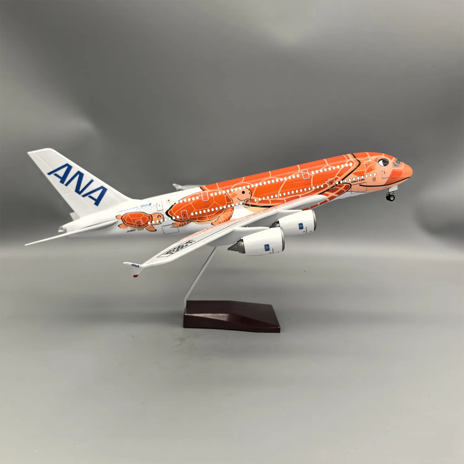 Air Japan ANA Orange Sea Turtle Airbus A380 Airplane Model (1/160 Scale) - Image 3