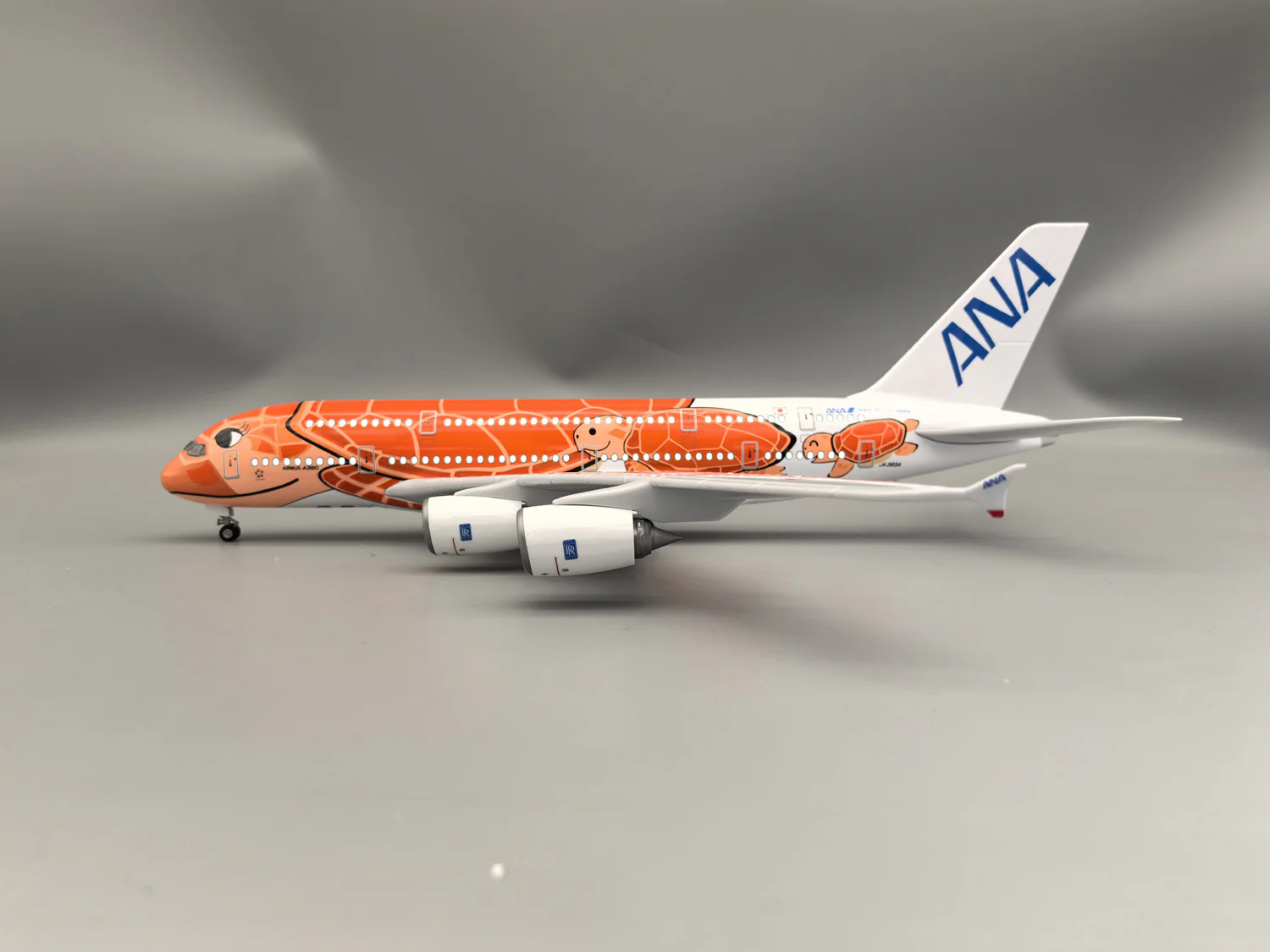 Air Japan ANA Orange Sea Turtle Airbus A380 Airplane Model (1/160 Scale) - Image 5