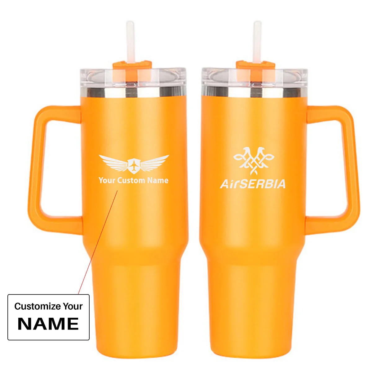 Air Serbia Airlines Designed 40oz Stainless Steel Car Mug With Holder - Image 11