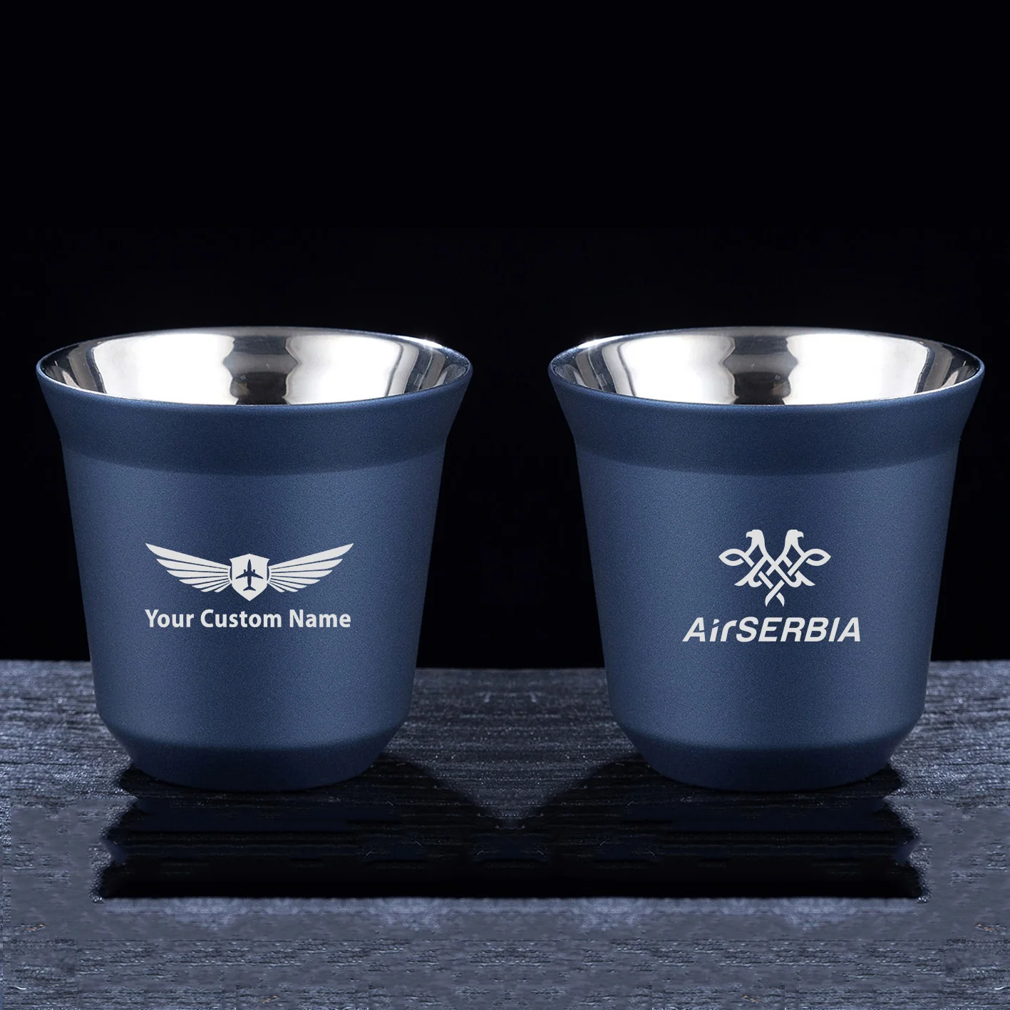Air Serbia Airlines Designed Double Wall Stainless Steel Coffee Mugs - Image 3