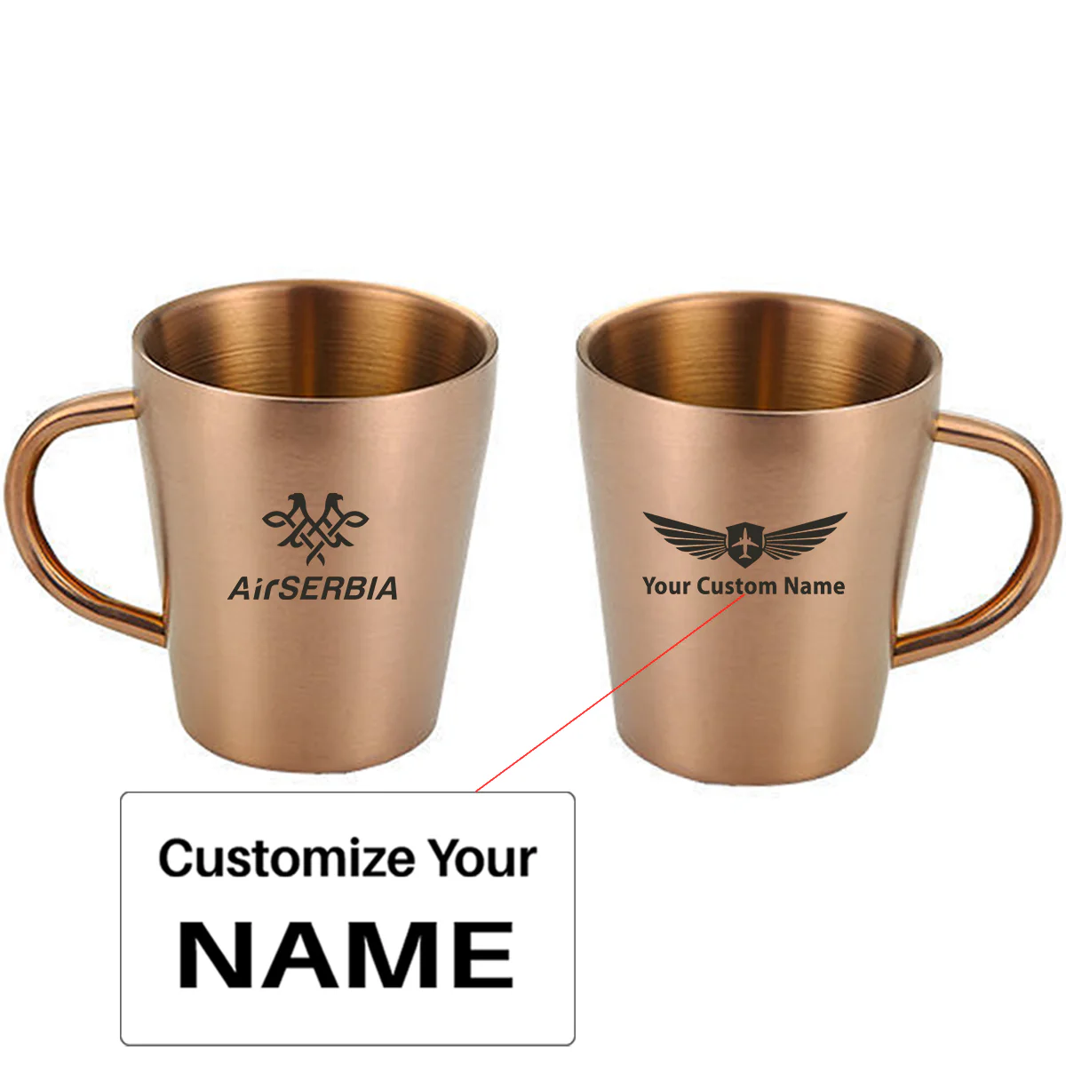 Air Serbia Airlines Designed Stainless Steel Coffee Mugs - Image 3