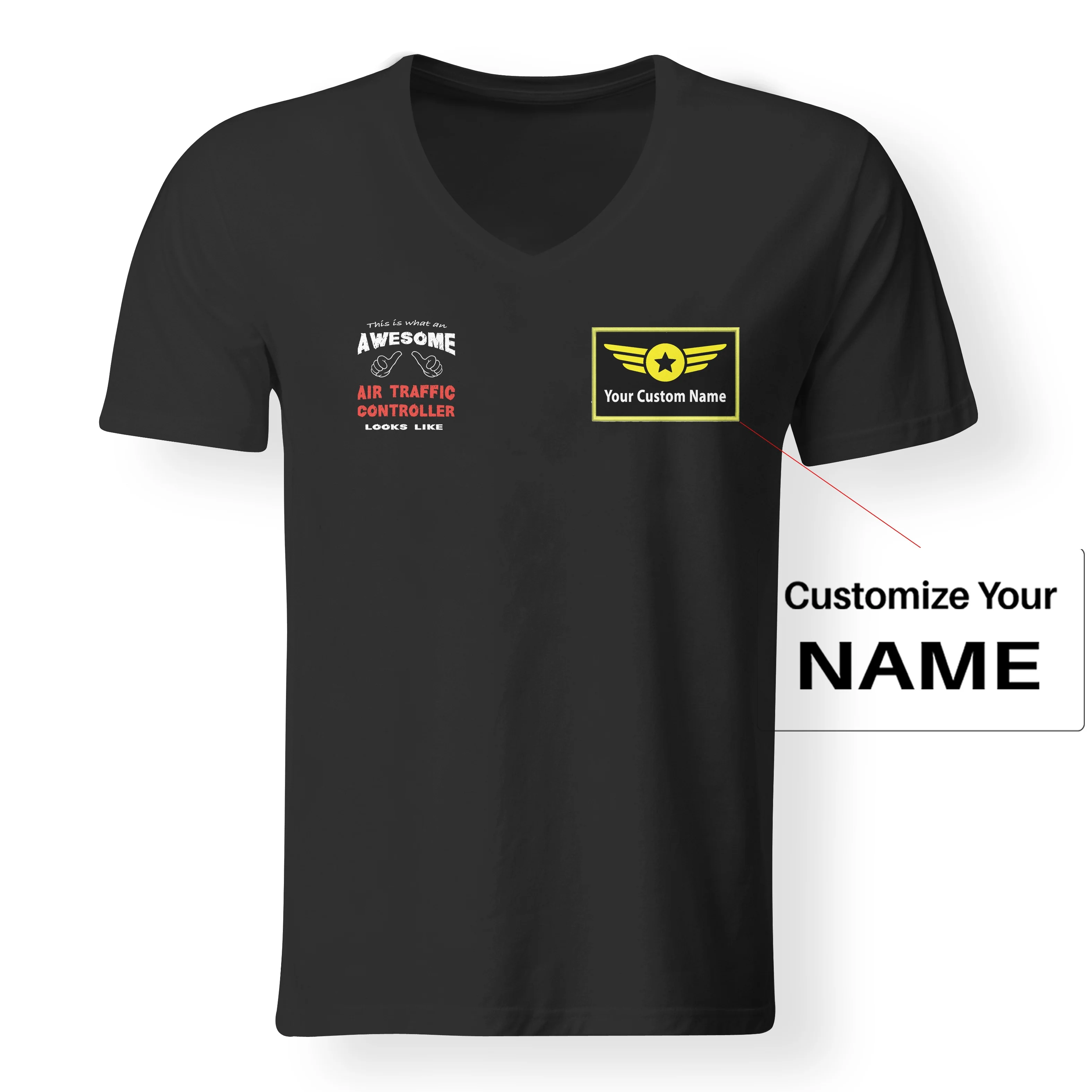 Air Traffic Controller Designed V-Neck T-Shirts