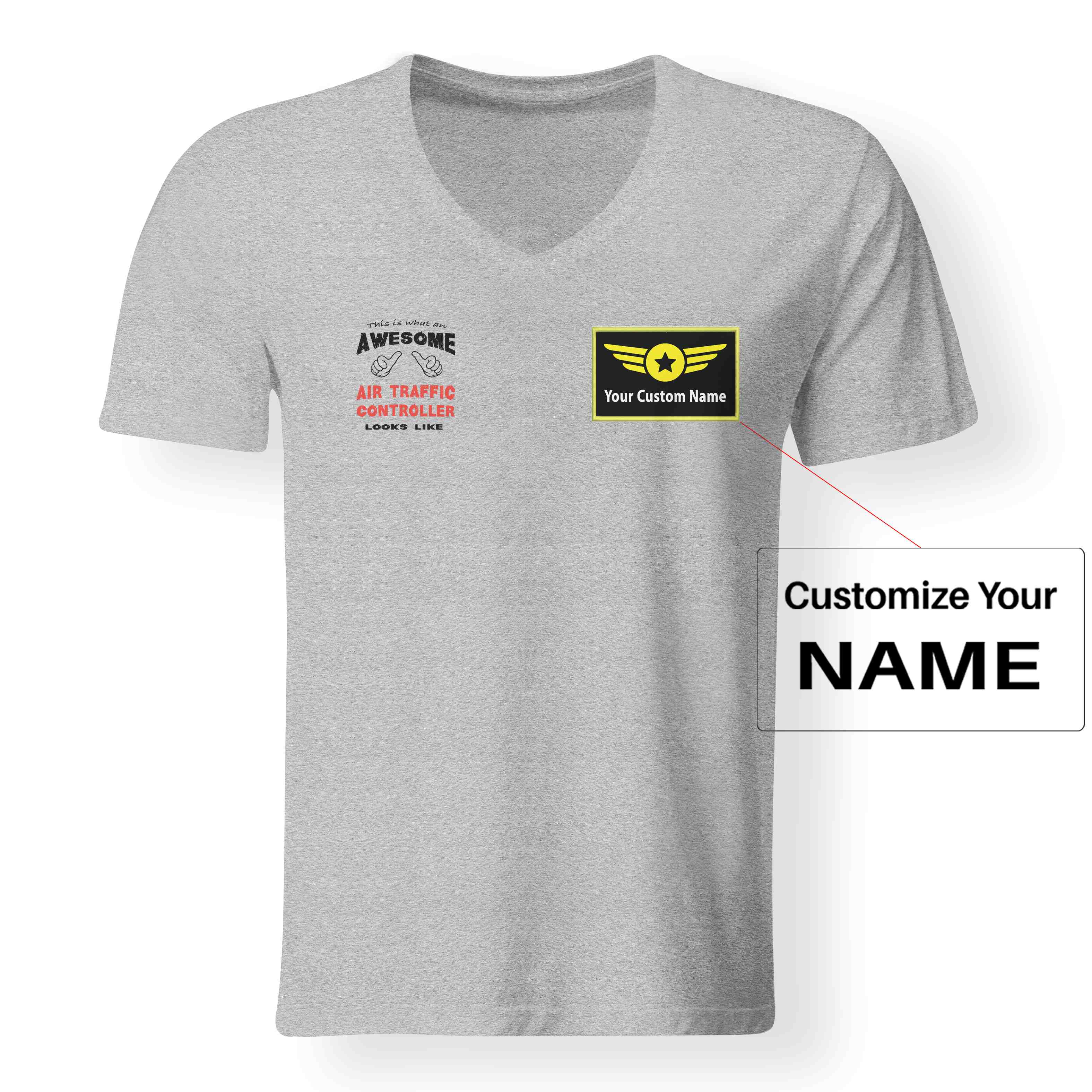 Air Traffic Controller Designed V-Neck T-Shirts - Image 13