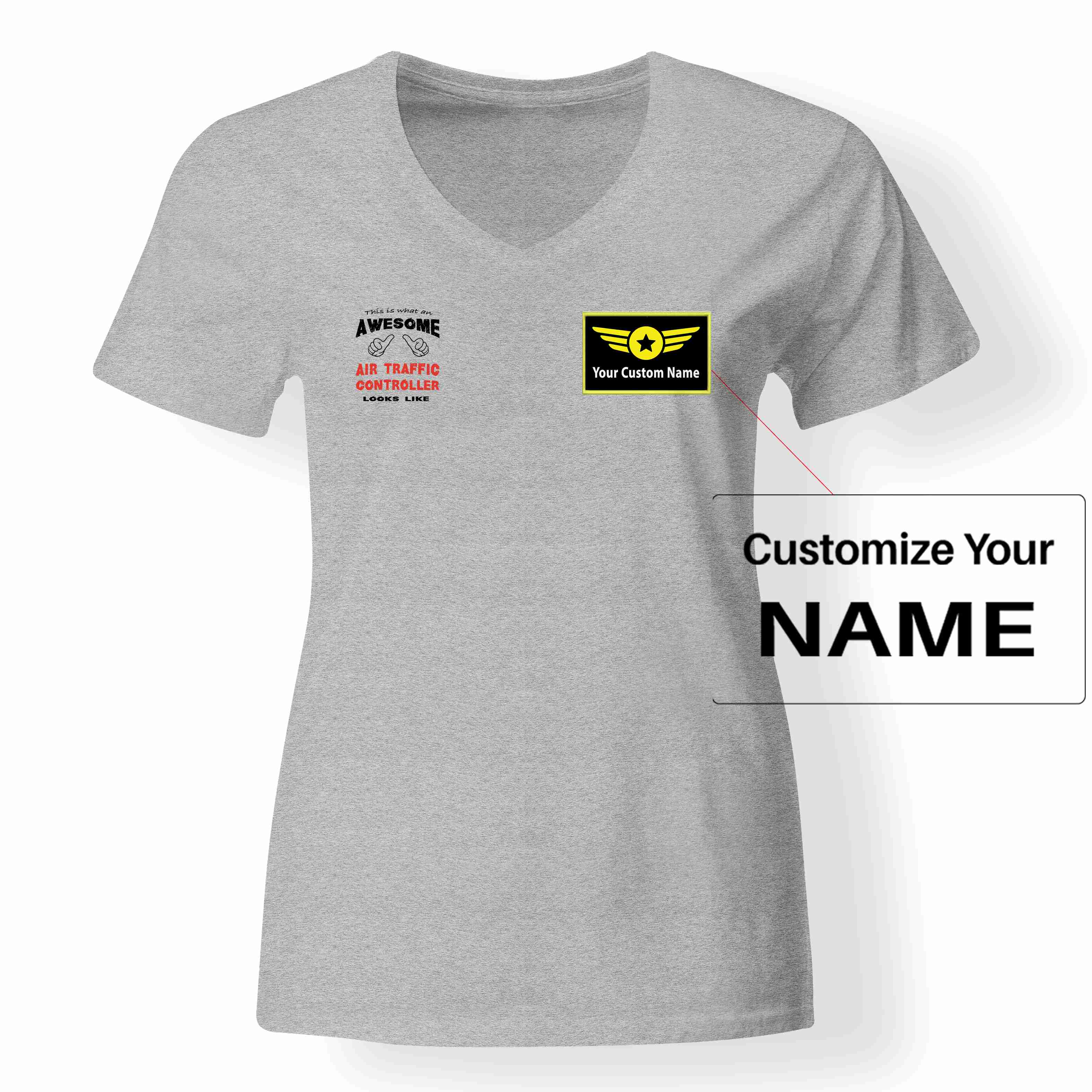 Air Traffic Controller Designed V-Neck T-Shirts - Image 14