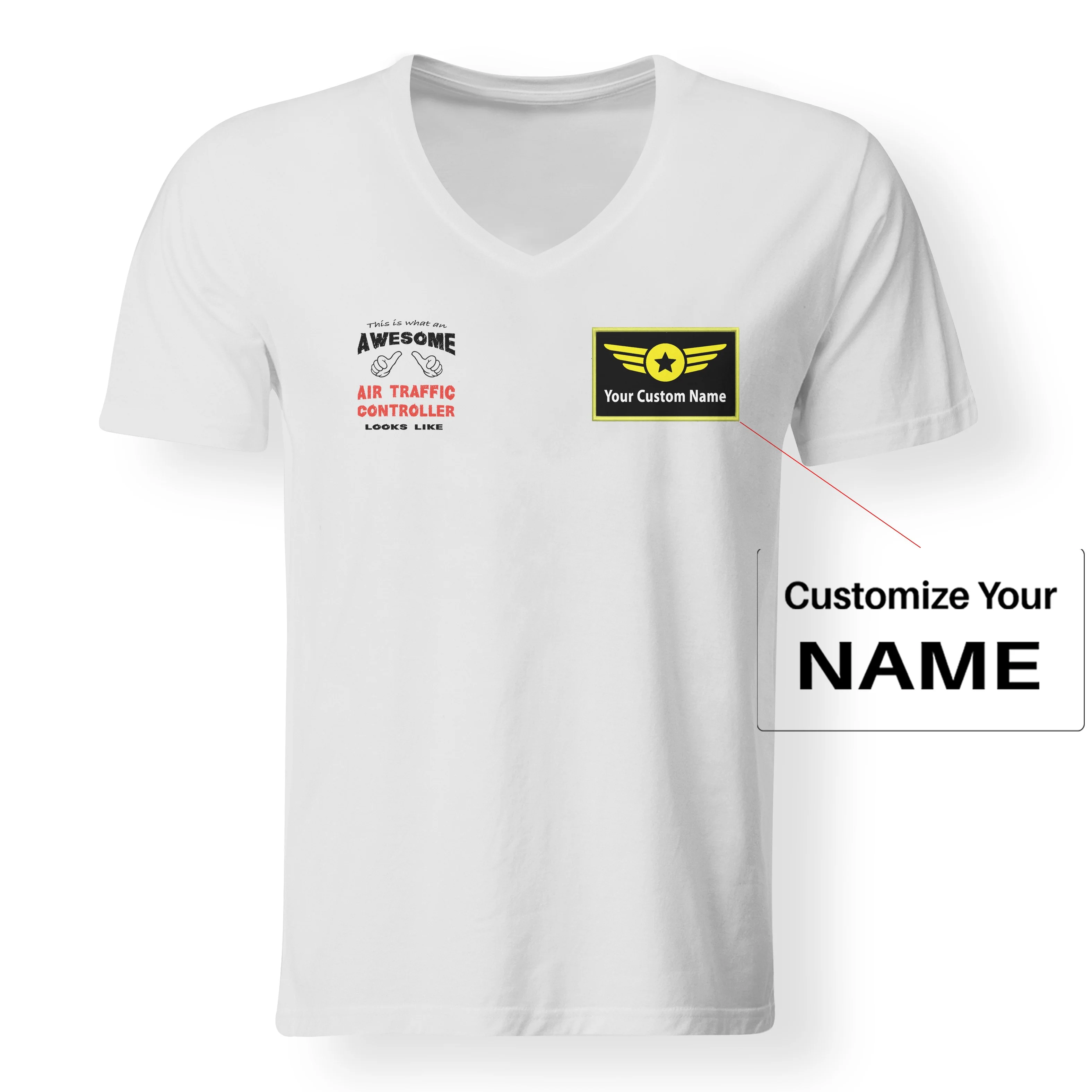 Air Traffic Controller Designed V-Neck T-Shirts - Image 17