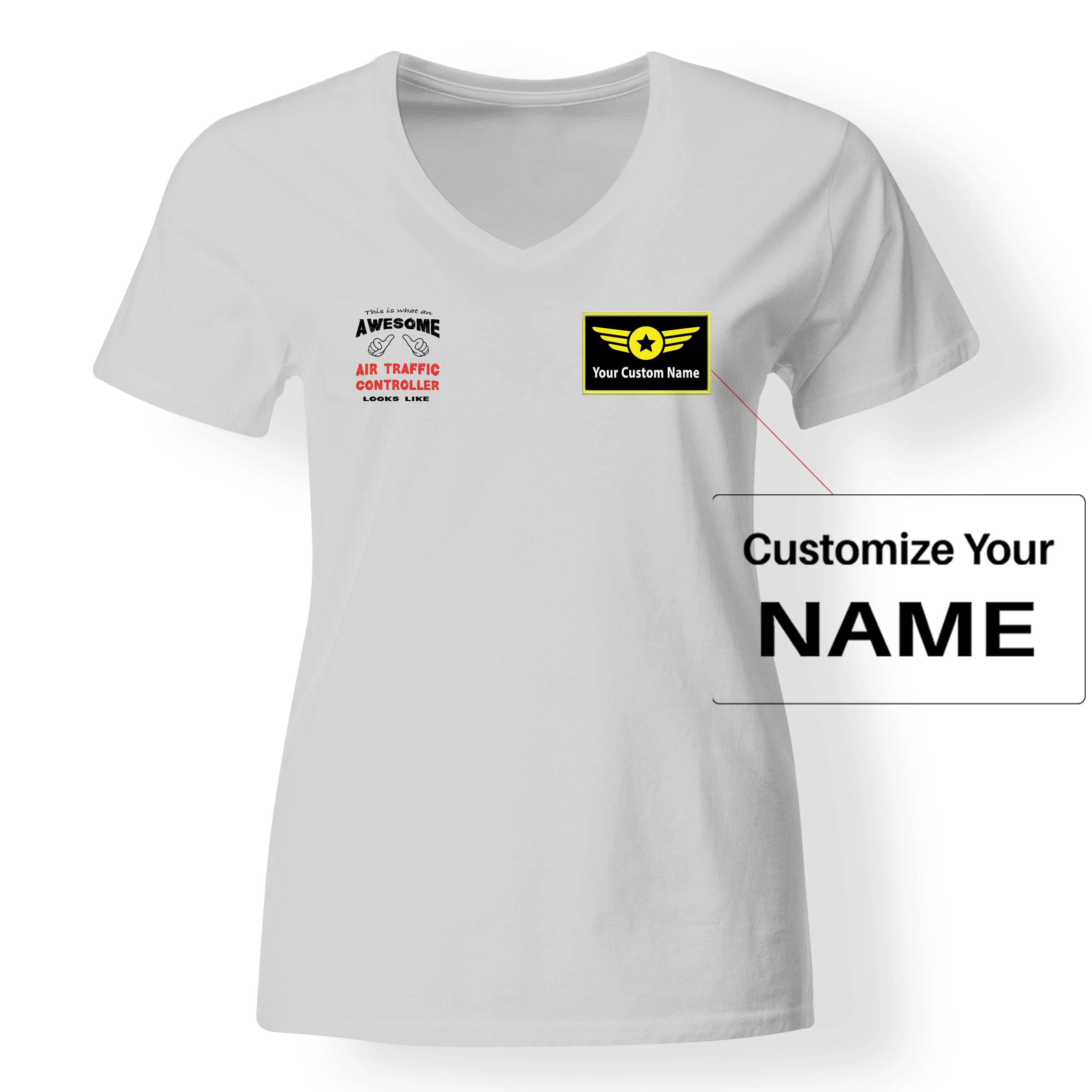 Air Traffic Controller Designed V-Neck T-Shirts - Image 18