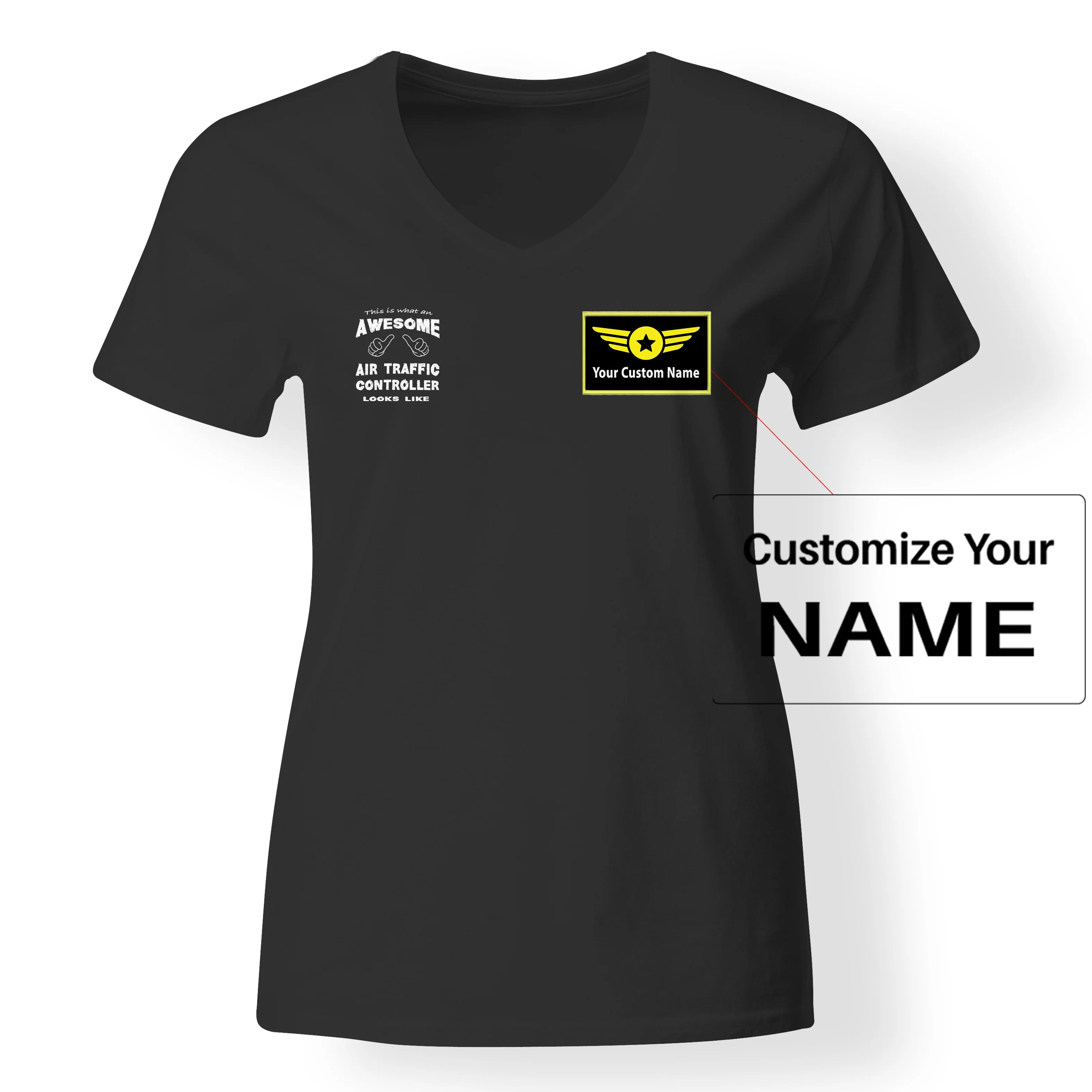 Air Traffic Controller Designed V-Neck T-Shirts - Image 2