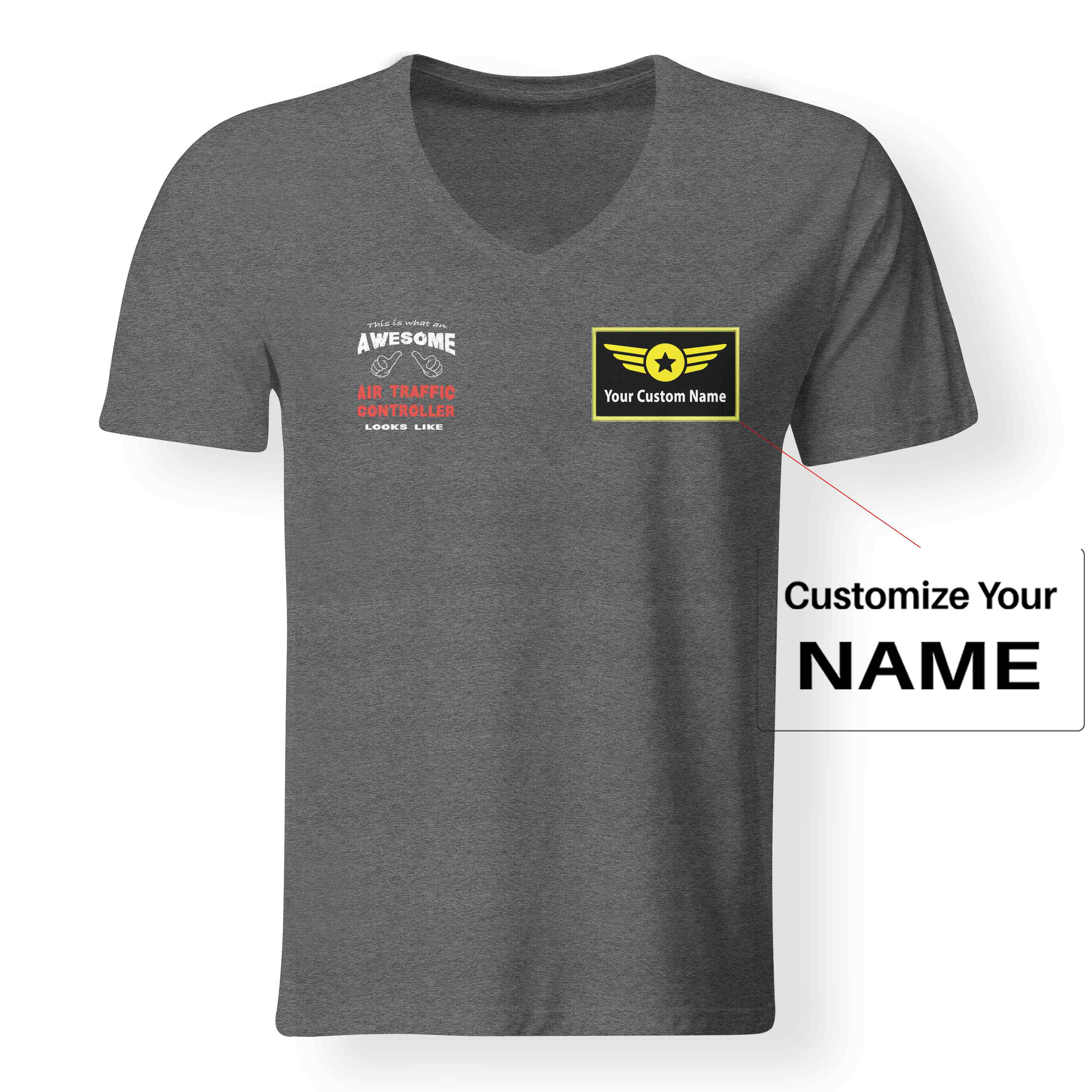 Air Traffic Controller Designed V-Neck T-Shirts - Image 5