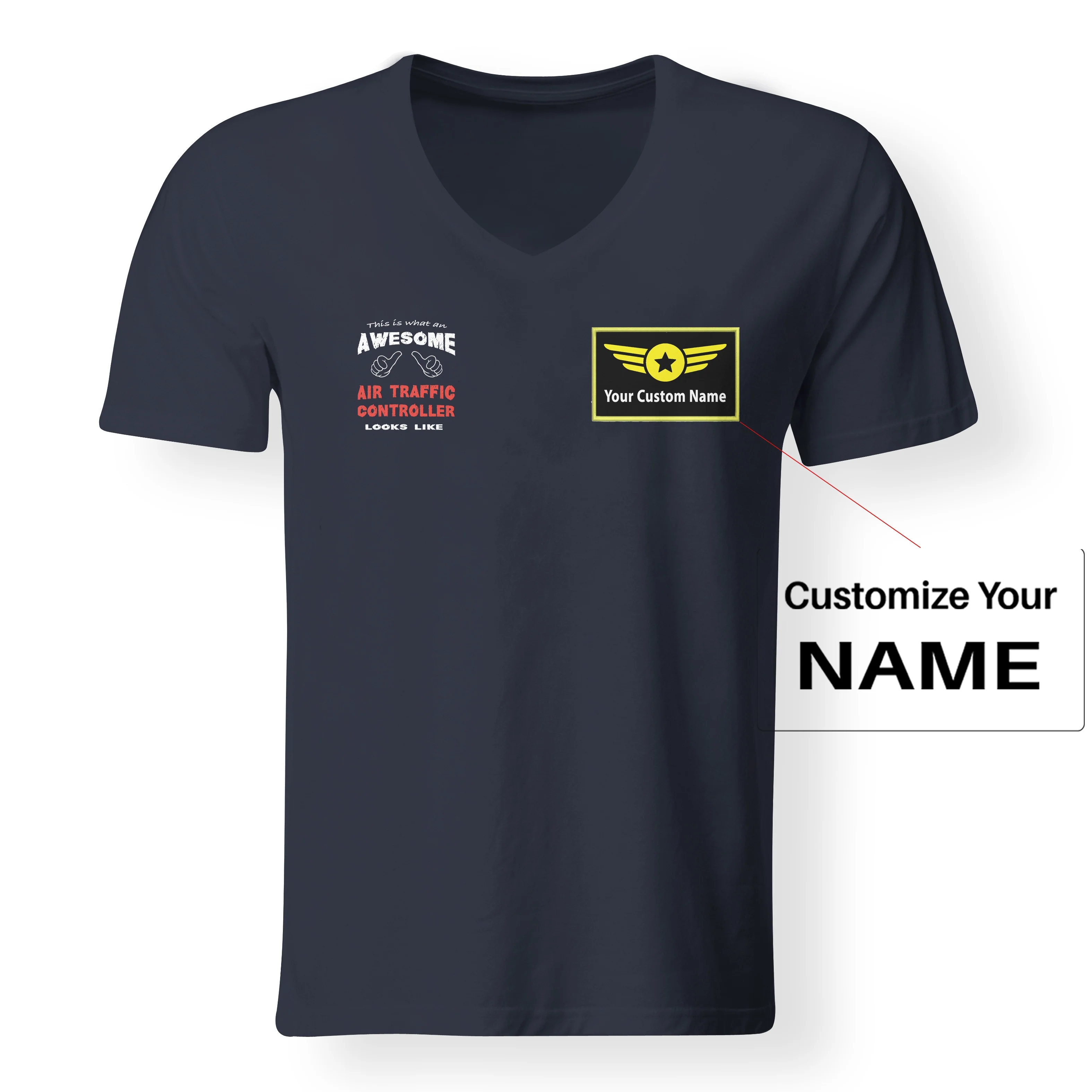 Air Traffic Controller Designed V-Neck T-Shirts - Image 9