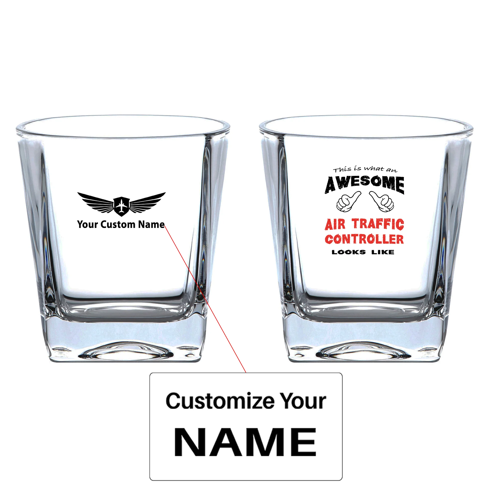 Air Traffic Controller Designed Whiskey Glass