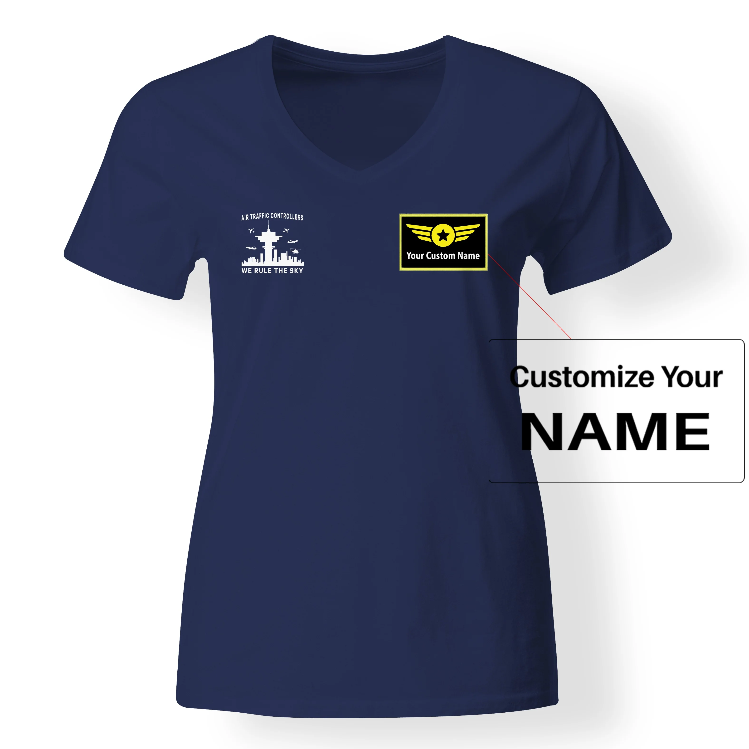 Air Traffic Controllers - We Rule The Sky Designed V-Neck T-Shirts - Image 10