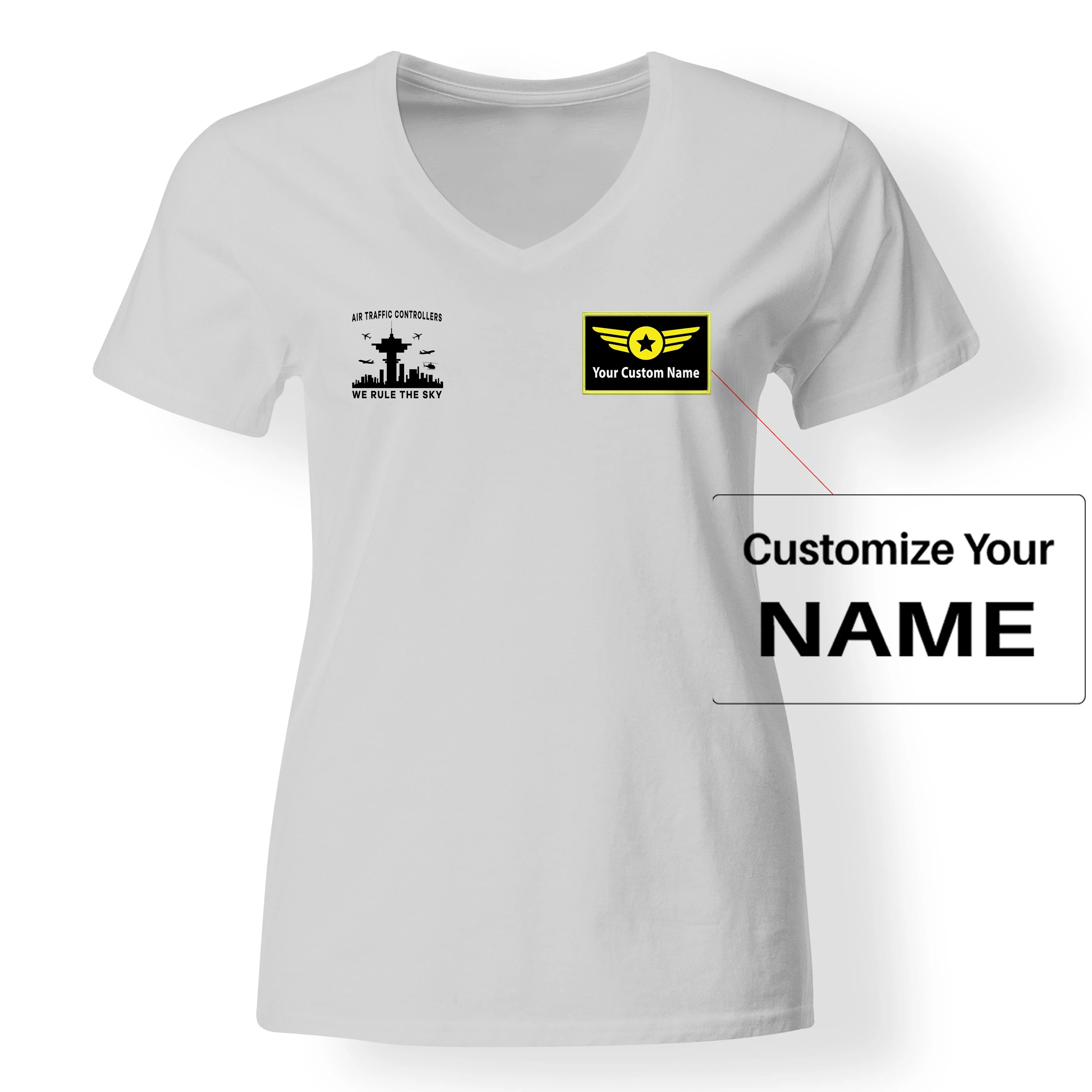 Air Traffic Controllers - We Rule The Sky Designed V-Neck T-Shirts - Image 18