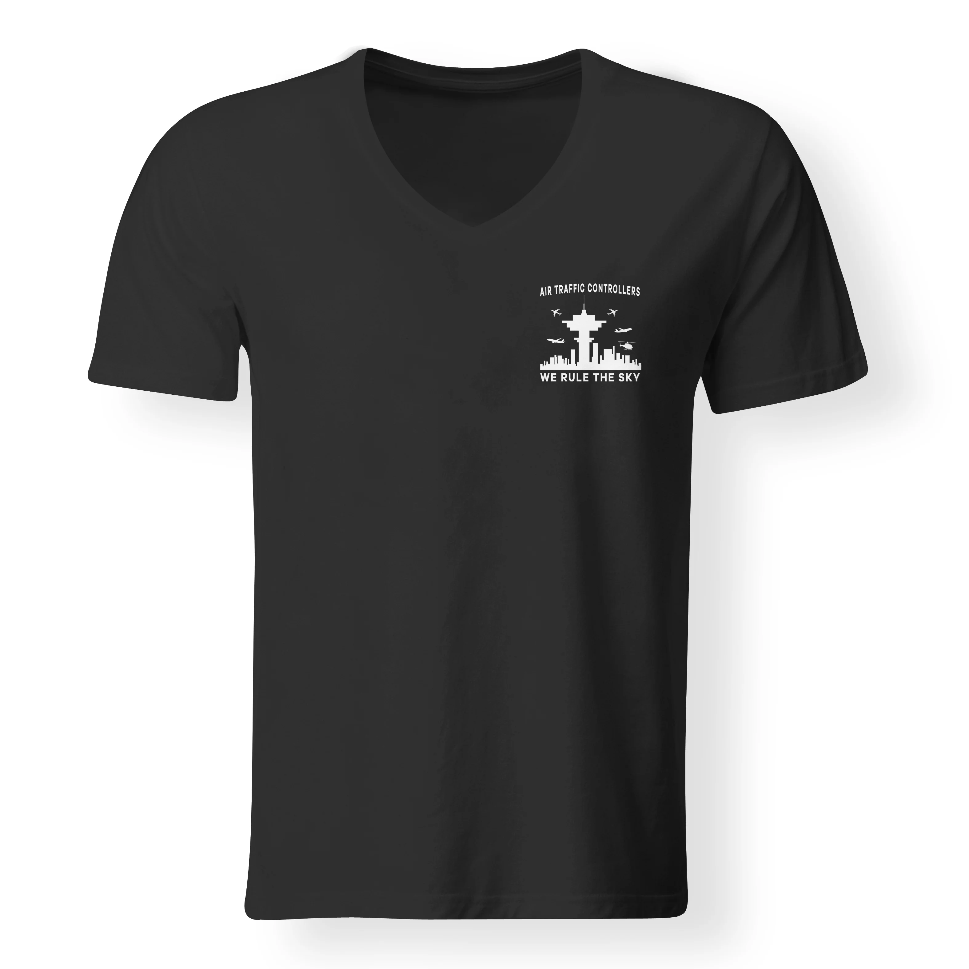 Air Traffic Controllers - We Rule The Sky Designed V-Neck T-Shirts - Image 3