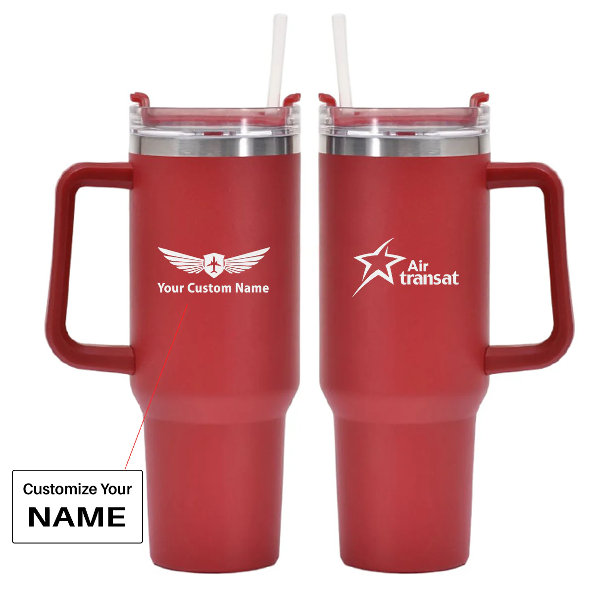 Air Transat Airlines Designed 40oz Stainless Steel Car Mug With Holder - Image 7
