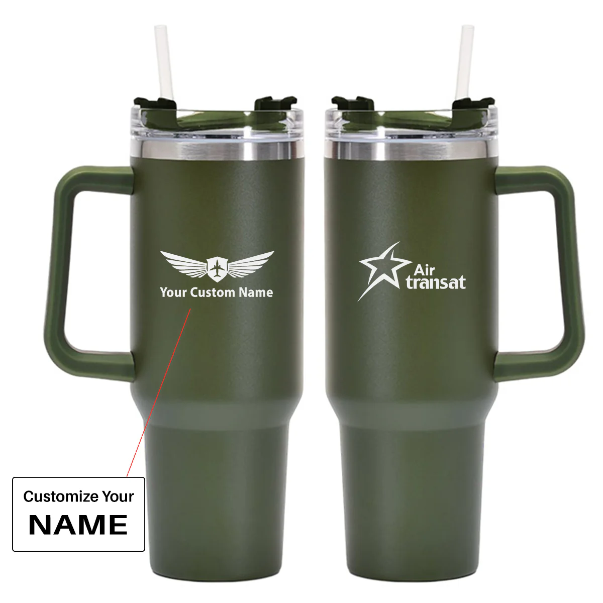 Air Transat Airlines Designed 40oz Stainless Steel Car Mug With Holder - Image 9