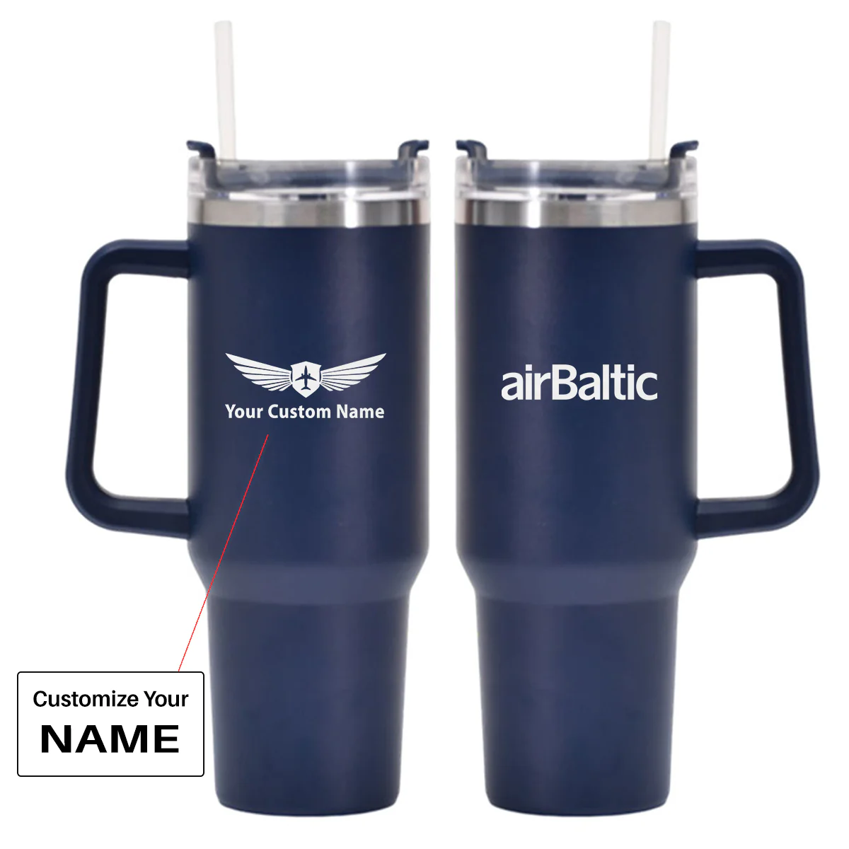 Airbaltic Airlines Designed 40oz Stainless Steel Car Mug With Holder - Image 5