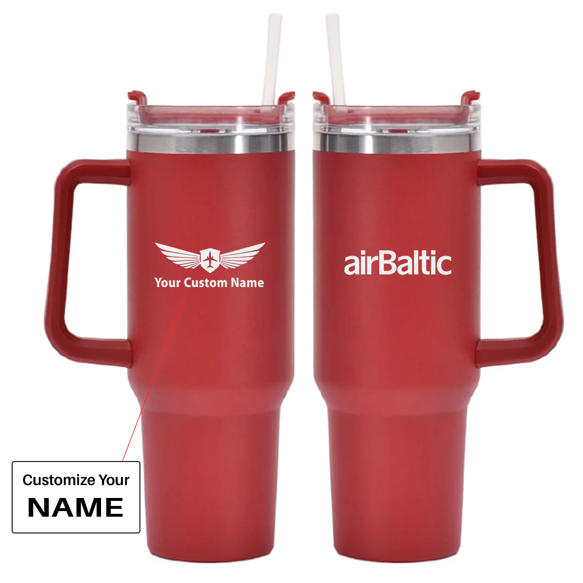 Airbaltic Airlines Designed 40oz Stainless Steel Car Mug With Holder - Image 7