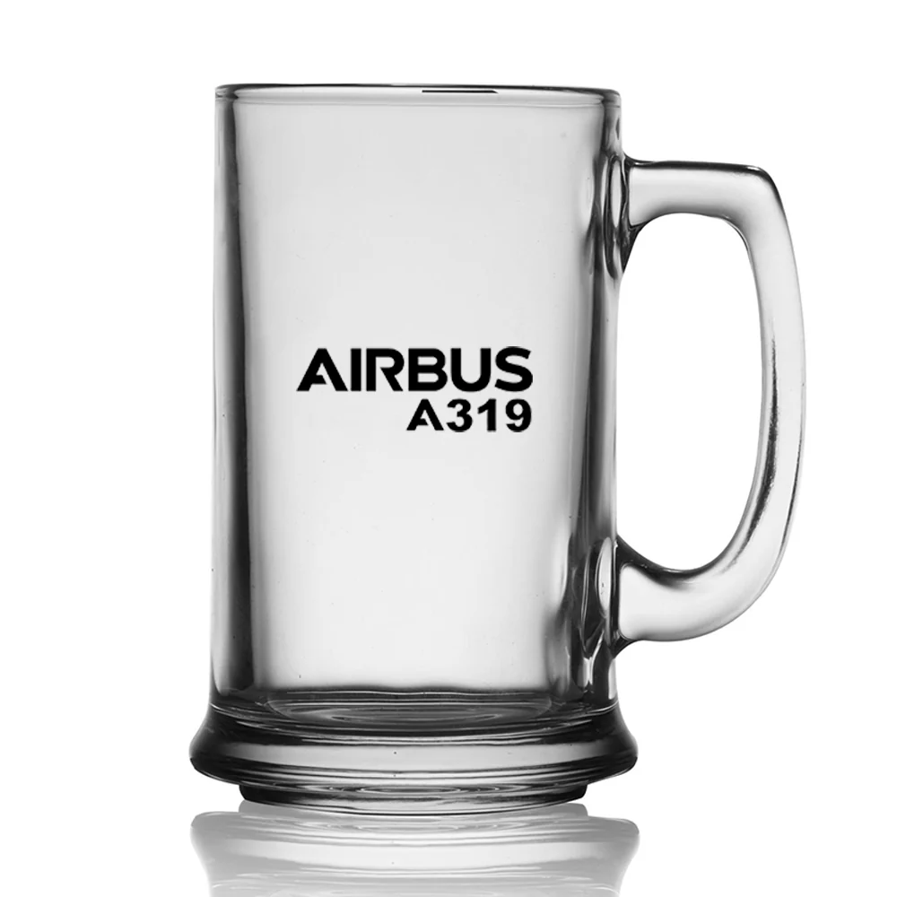 Airbus A319 & Text Designed Beer Glass with Holder - Image 2