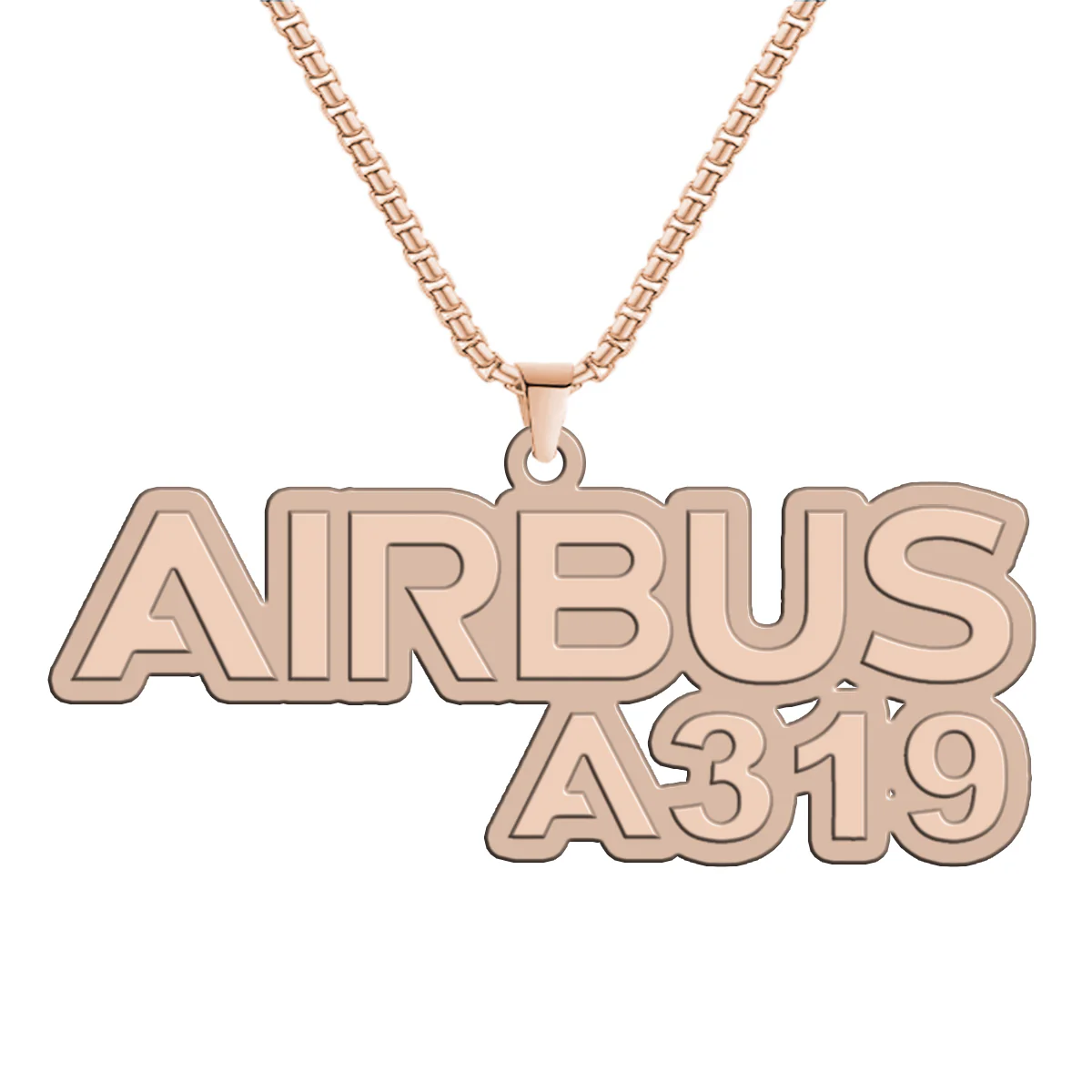 Airbus A319 & Text Designed Hollow Necklace - Image 3
