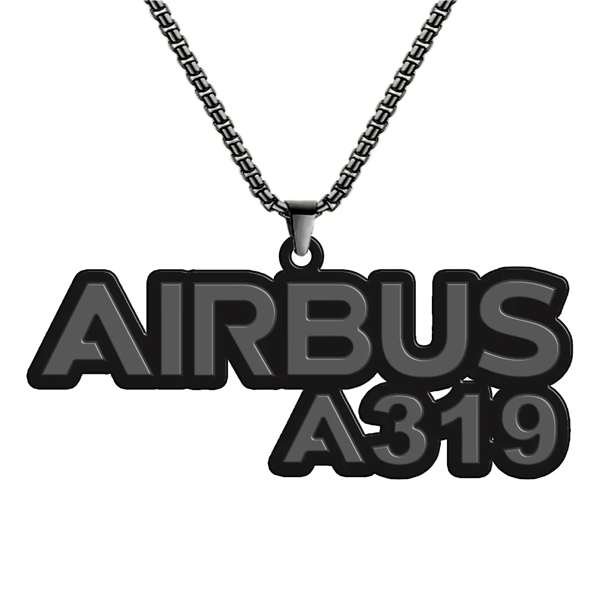 Airbus A319 & Text Designed Hollow Necklace - Image 4