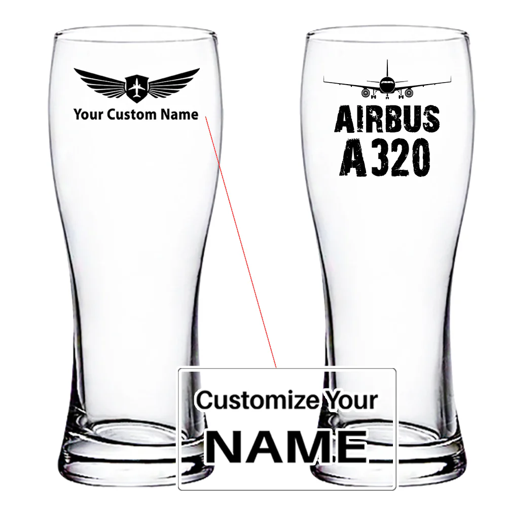 Airbus A320 & Plane Designed Pilsner Beer Glasses