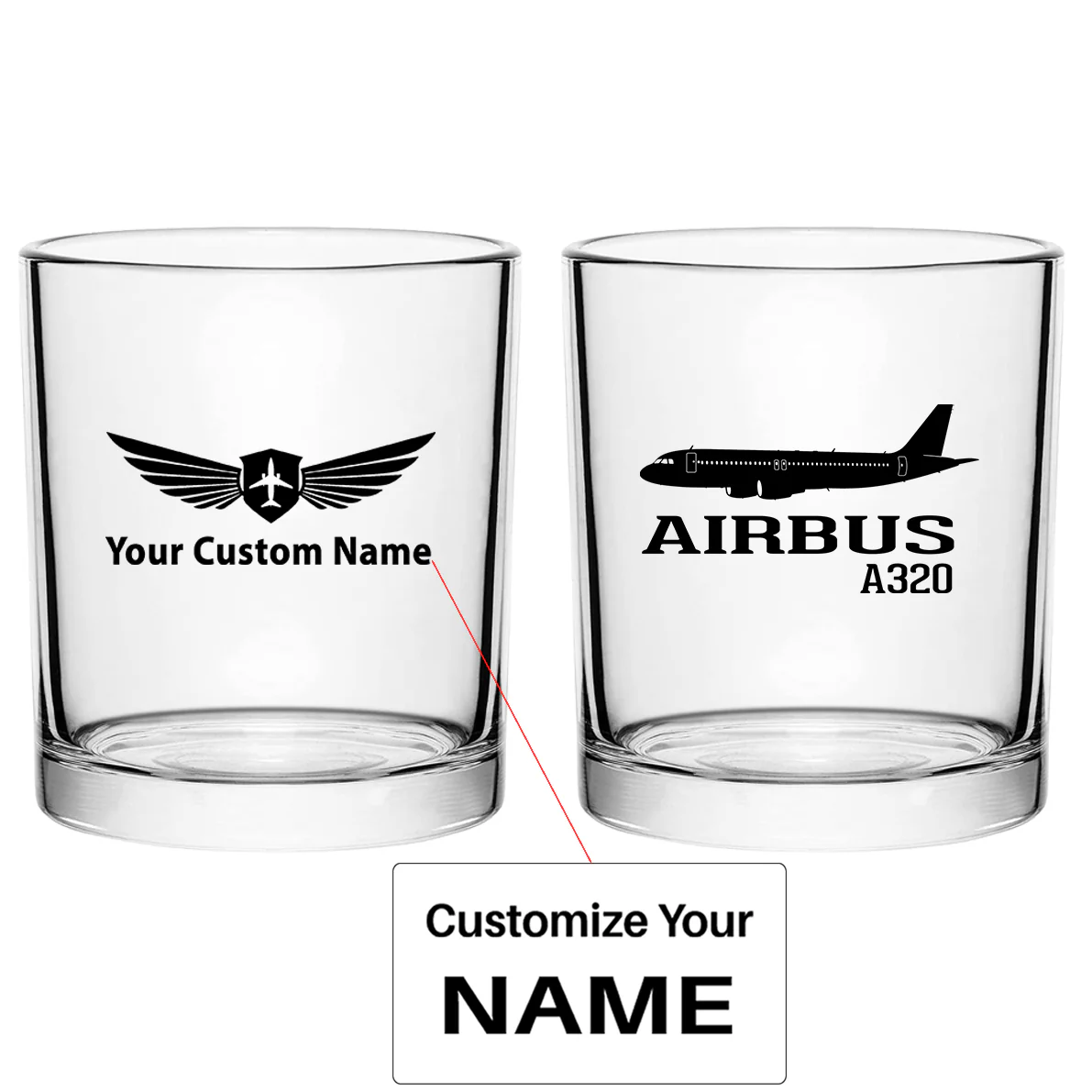 Airbus A320 Printed Designed Special Whiskey Glasses
