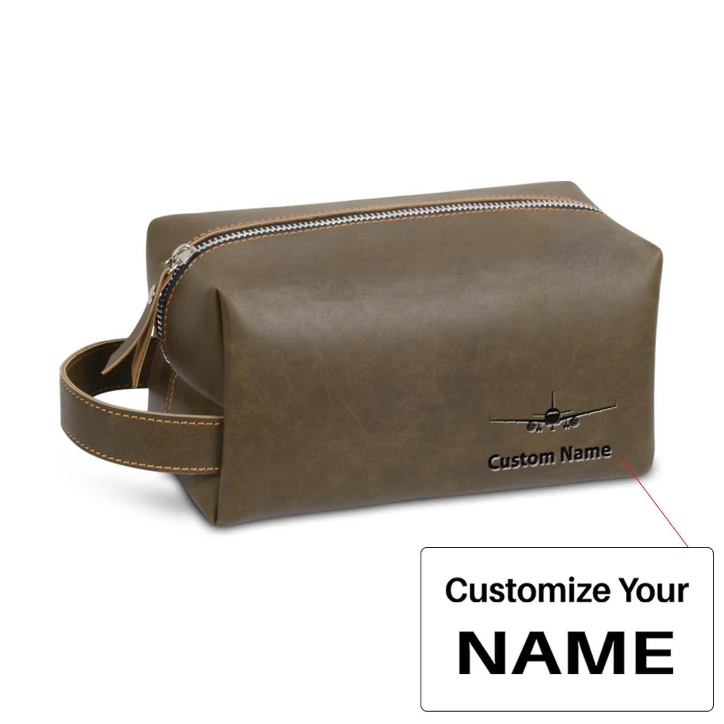 Airbus A320 Silhouette Designed Leather Clutch Toiletry Bag - Image 5