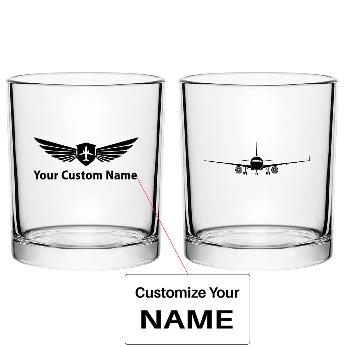 Airbus A320 Silhouette Designed Special Whiskey Glasses